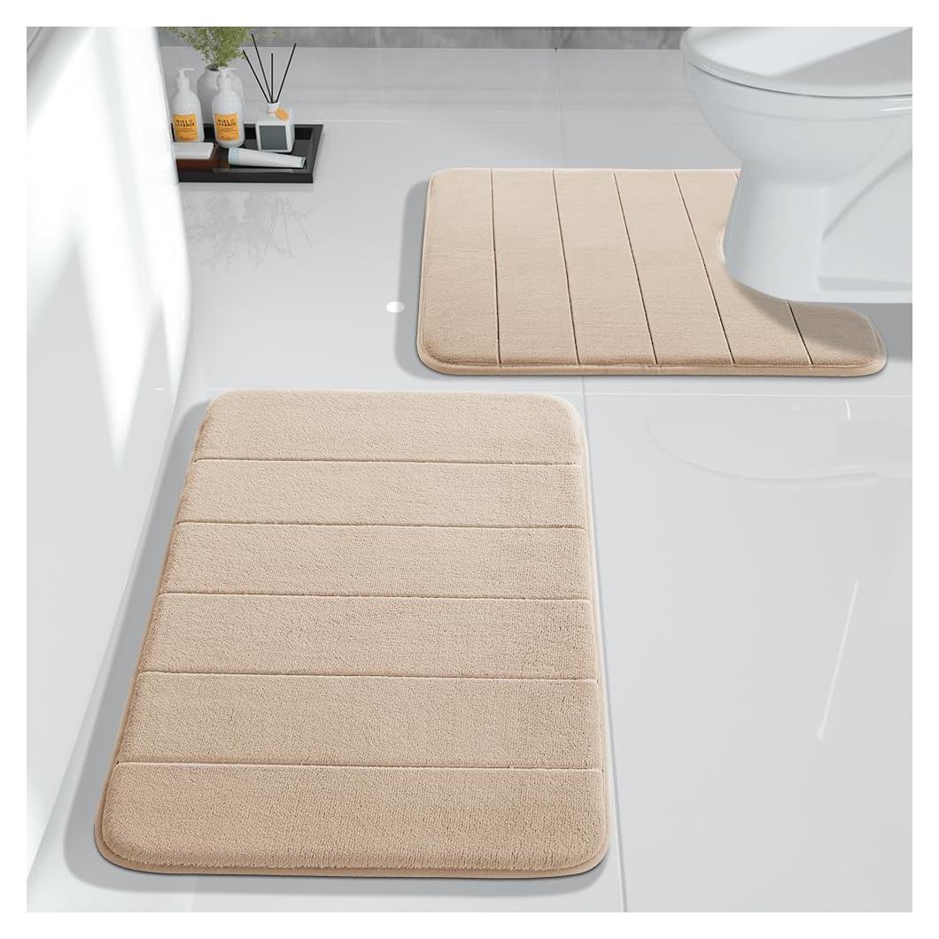 Conjunto de Alfombrillas de Baño Yimobra 2 Piezas Beige 61x43 cm