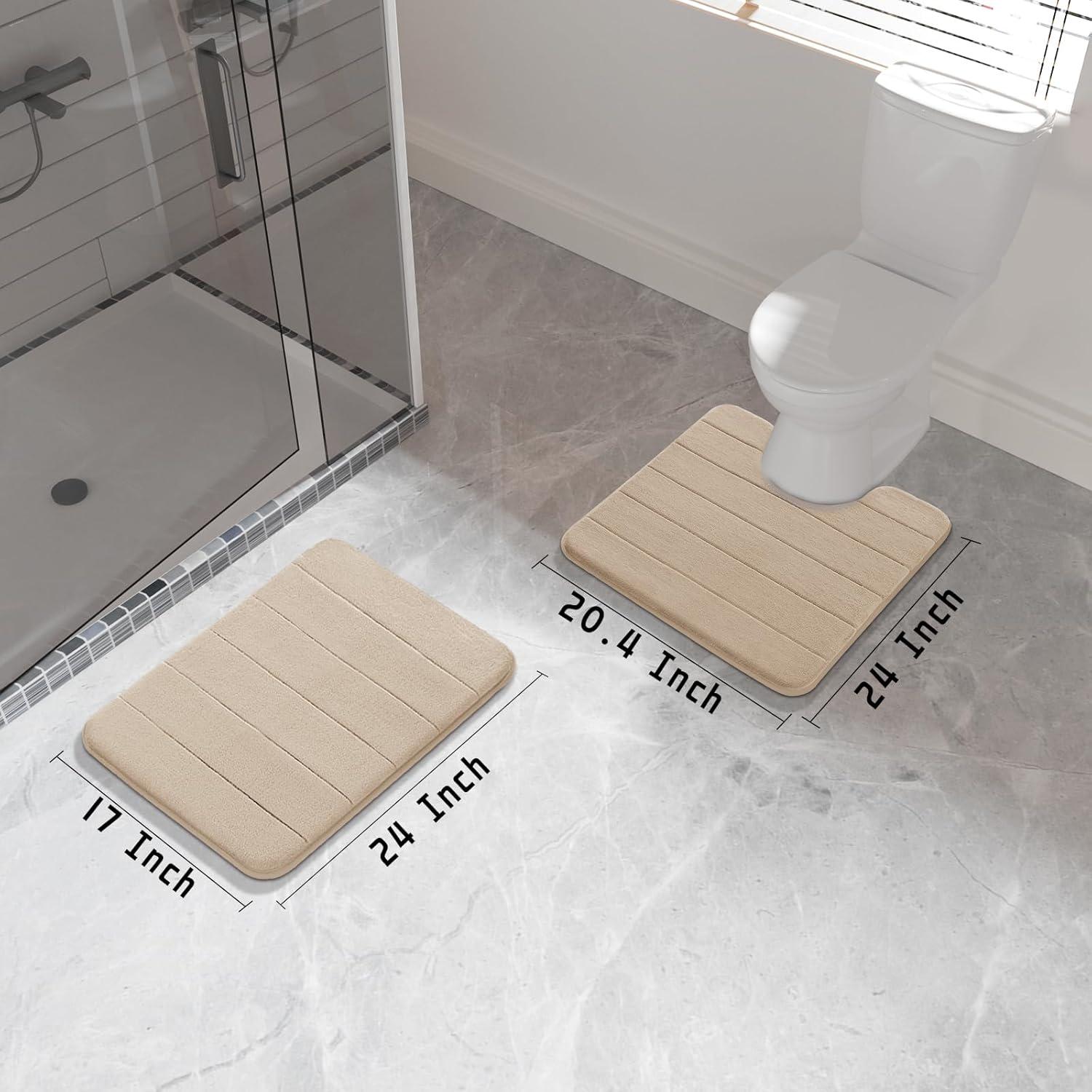 Conjunto de Alfombrillas de Baño Yimobra 2 Piezas Beige 61x43 cm