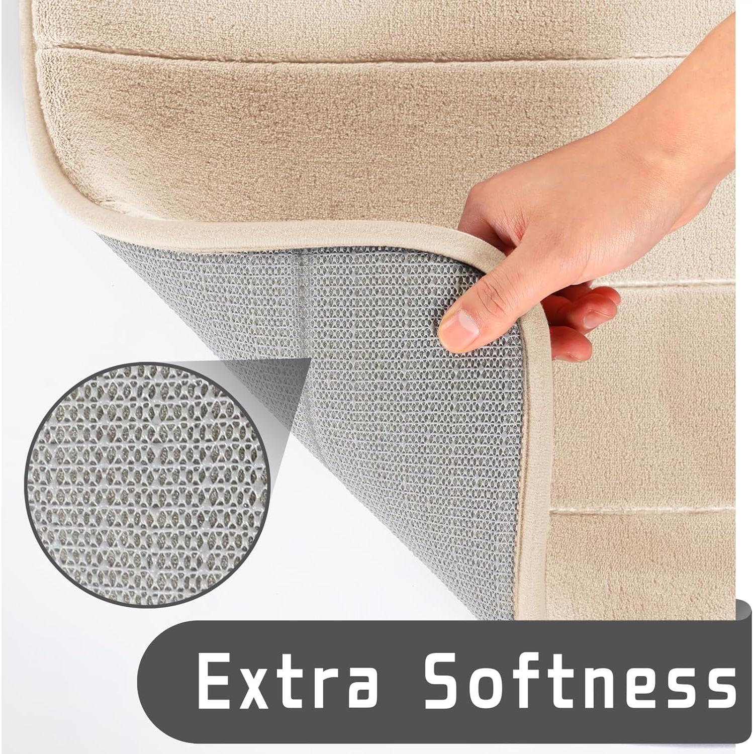 Conjunto de Alfombrillas de Baño Yimobra 2 Piezas Beige 61x43 cm