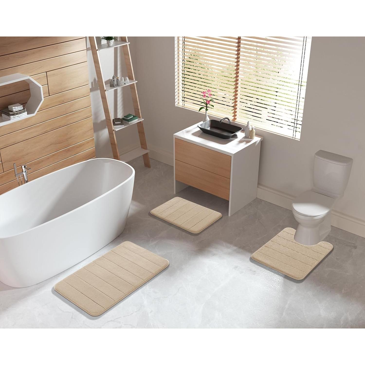 Conjunto de Alfombrillas de Baño Yimobra 2 Piezas Beige 61x43 cm