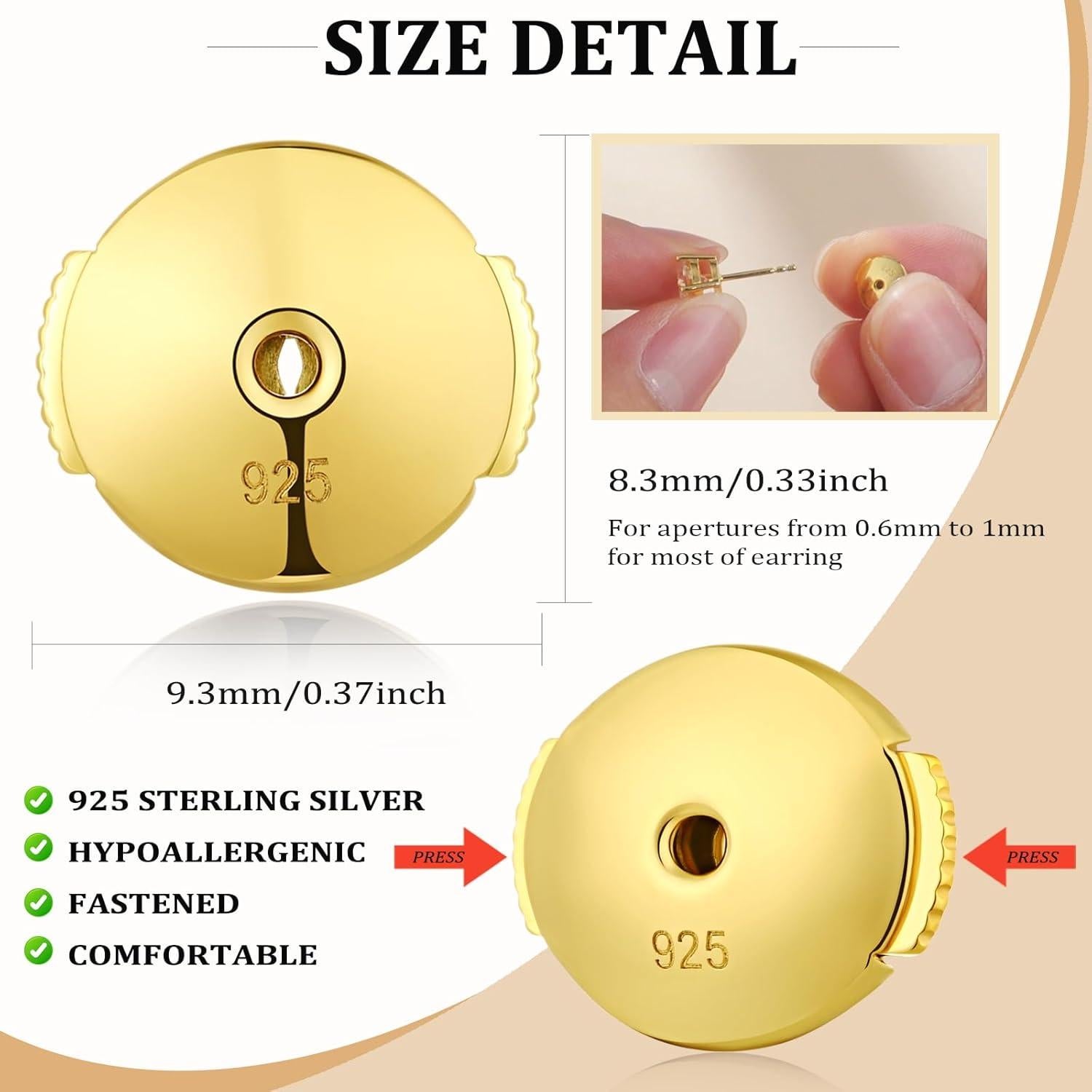 Resortes Hipoalergénicos para Pendientes Jiahanzb en Plata S925