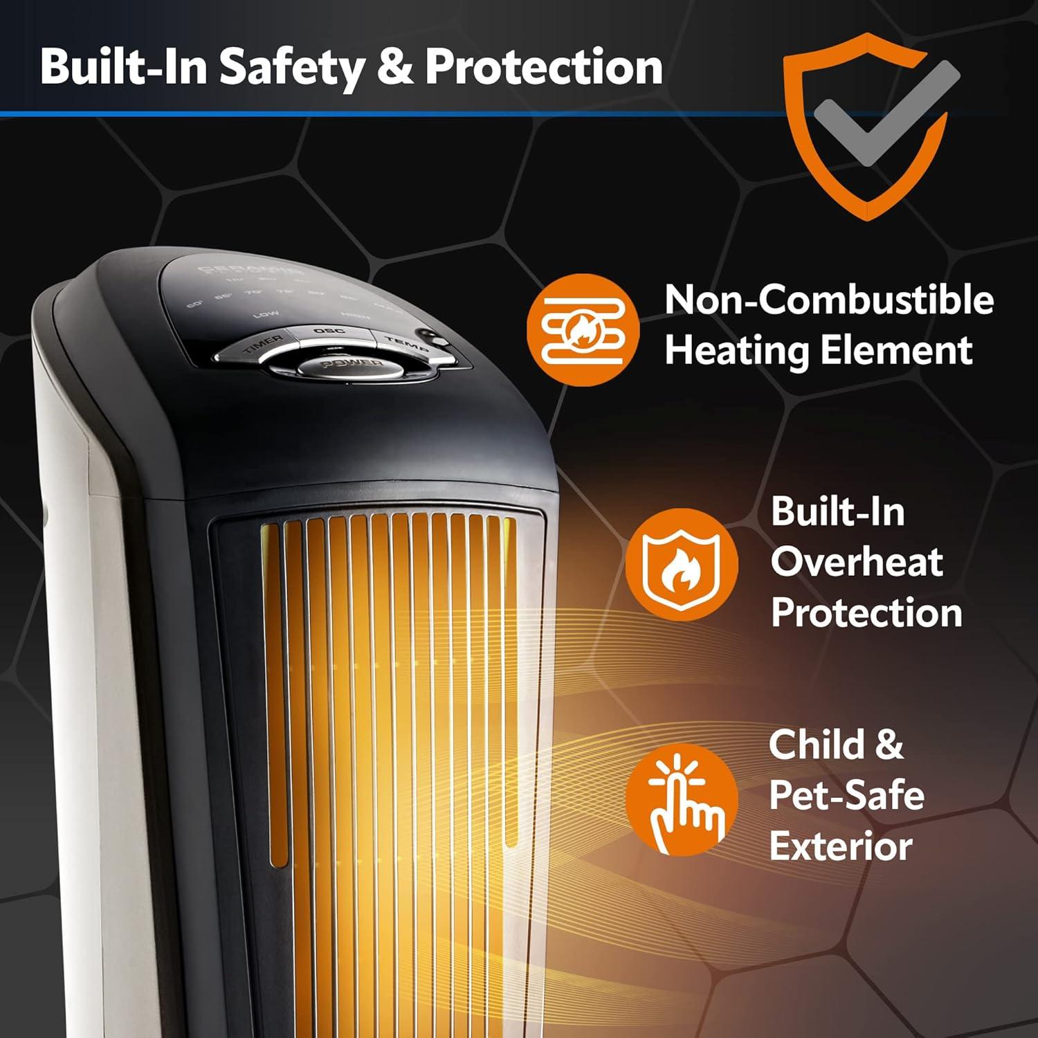 Calefactor Cerámico de Torre Lasko 1500W con Control Remoto