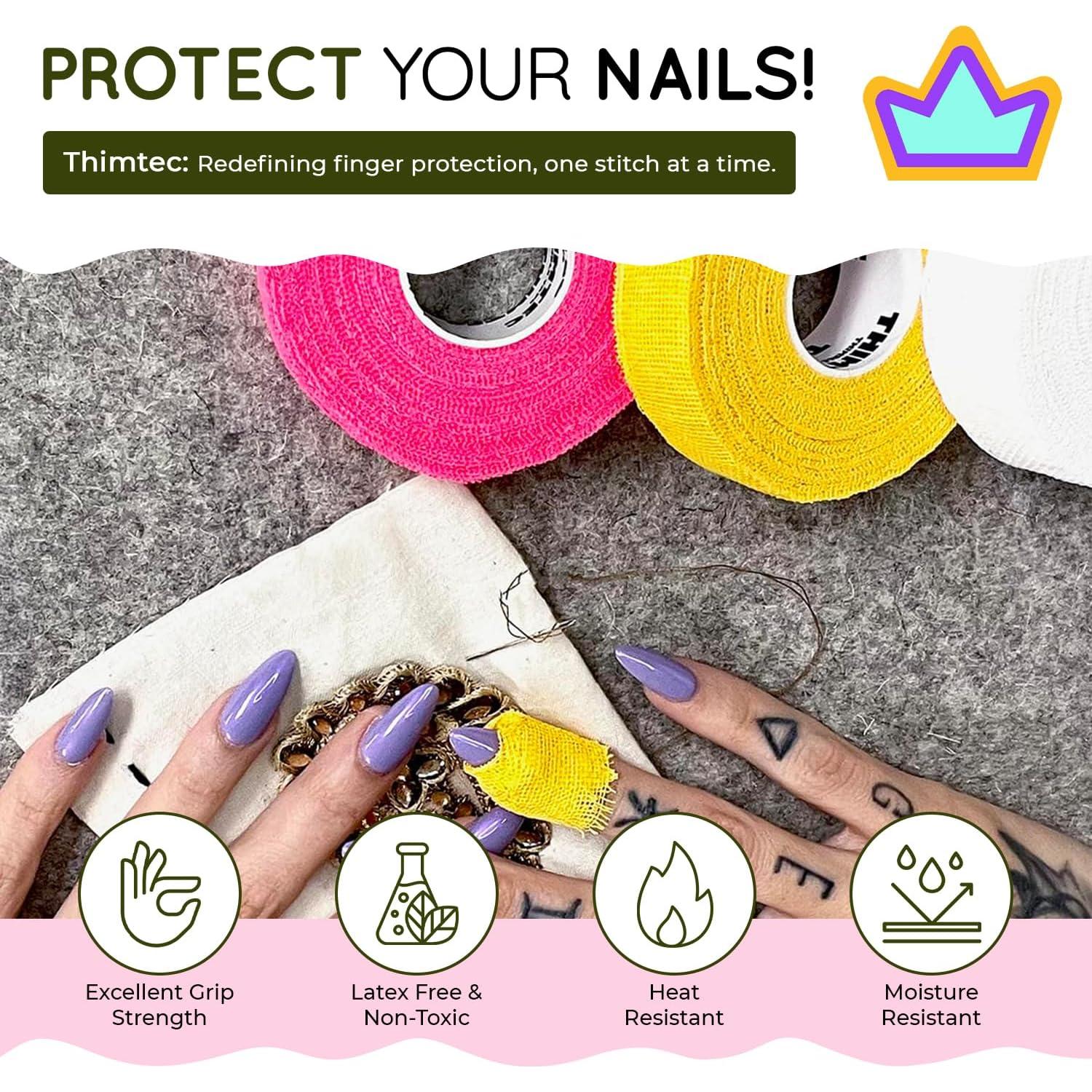 Cinta Dedal para Coser THIMTEC - Protector Ajustable Flamenco Neón - Paquete de 2