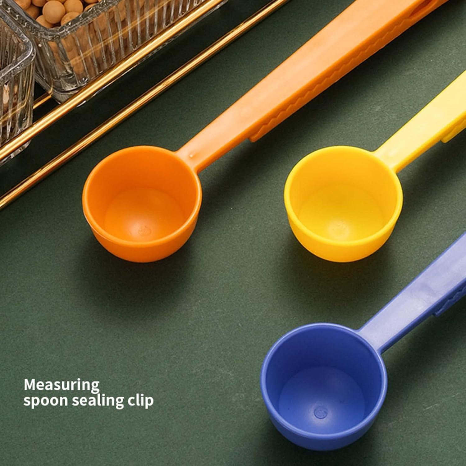 2 in 1 Measuring Spoon Sealing Clip Coffee Scoop for Espresso Tea Milk Protein Powder Bag Clamp Multifunctional Kitchen Accessories