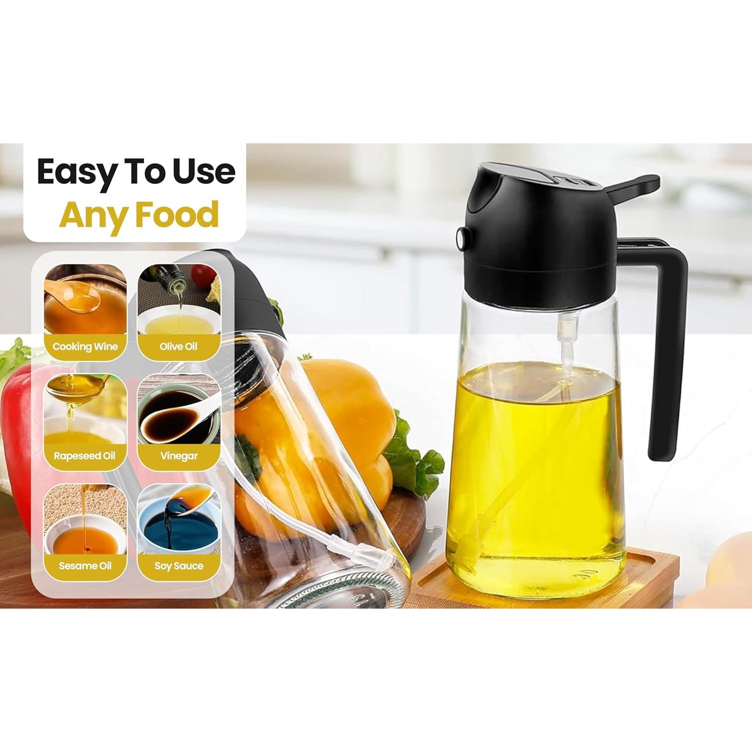 Spray y dispensador de aceite Javelox 470ml vidrio negro