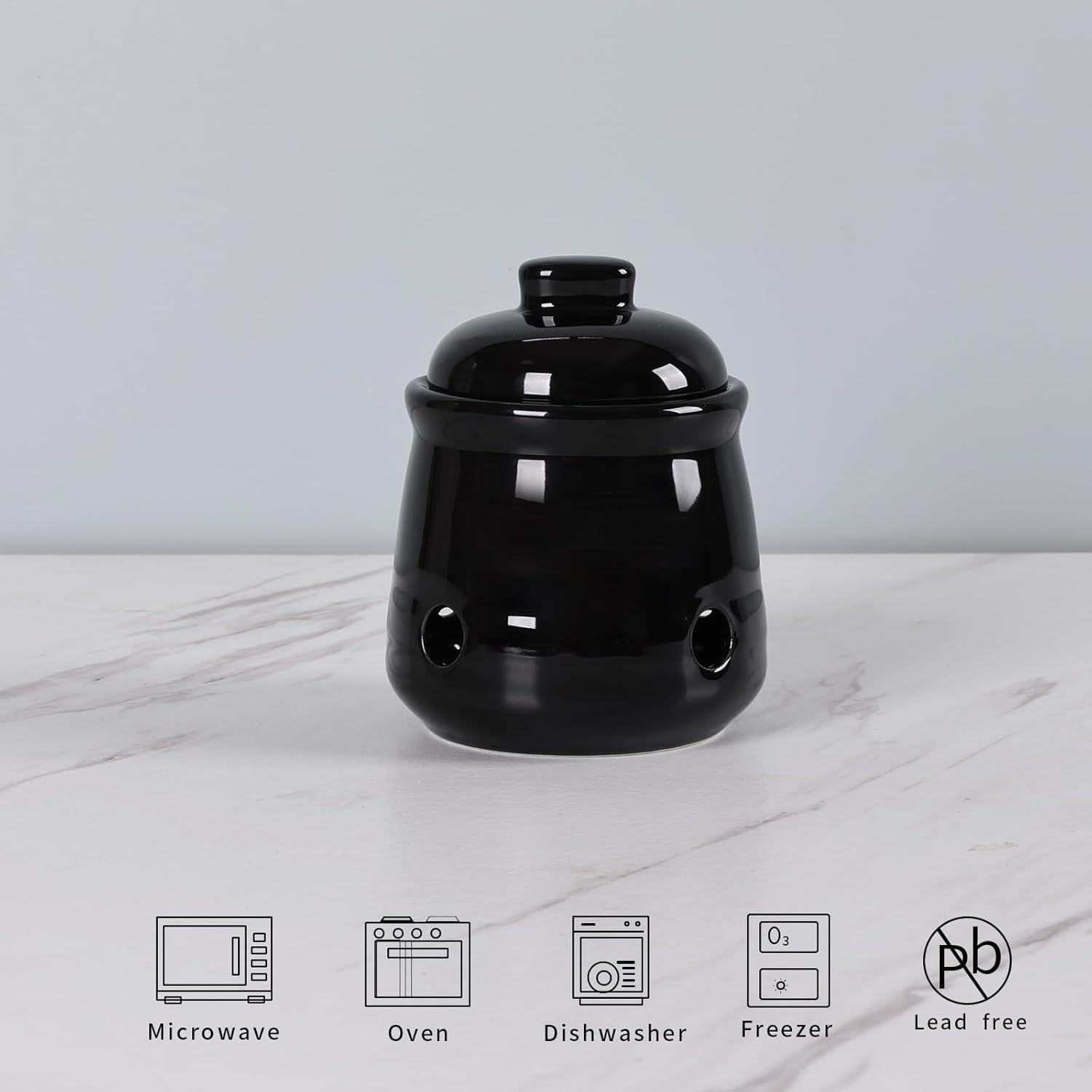 Conservador de Ajo Mini HAOTOP de Cerámica con Tapa Negra