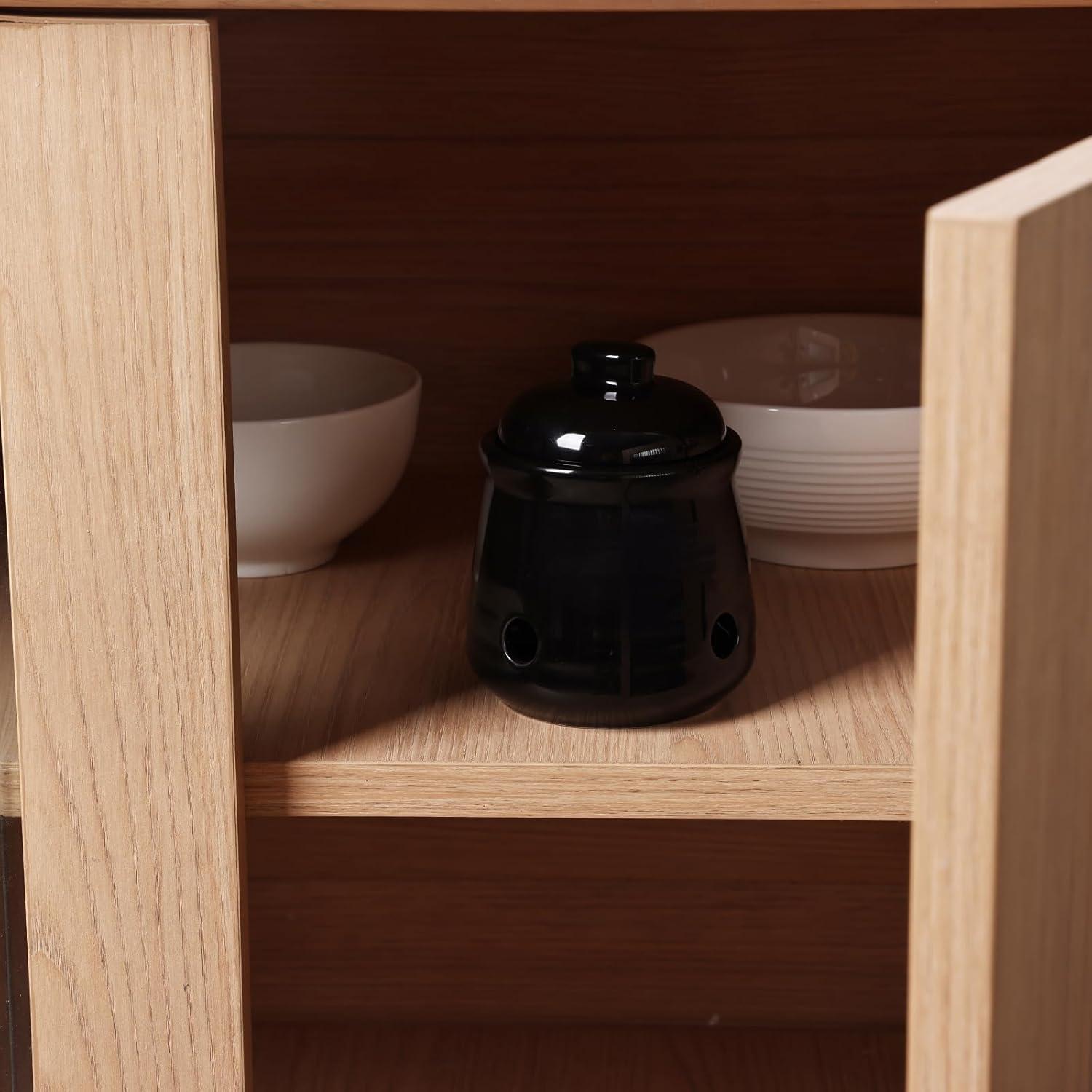 Conservador de Ajo Mini HAOTOP de Cerámica con Tapa Negra