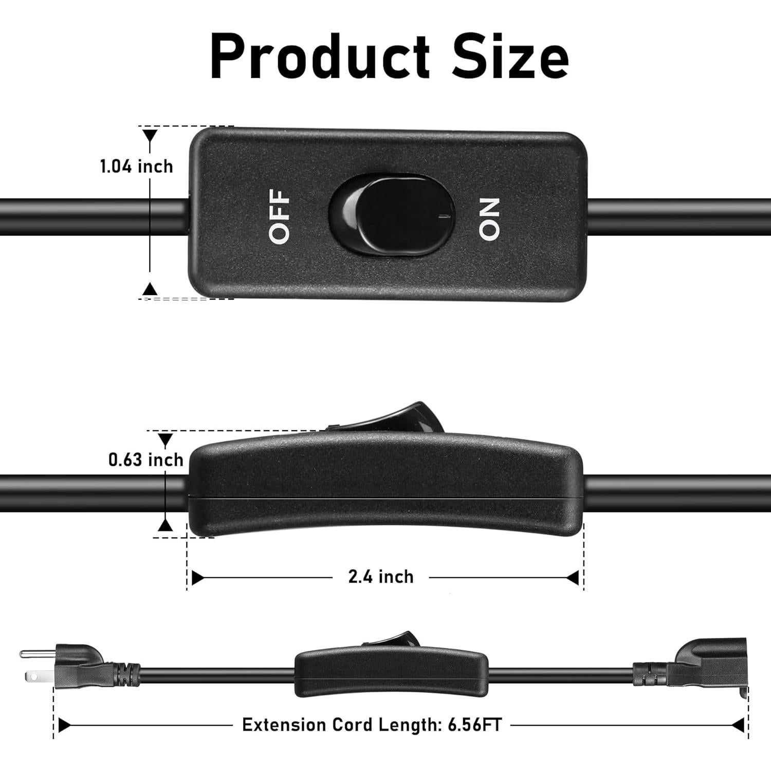 Cable de Extensión HLCORD 2m con Interruptor 18 AWG Negro