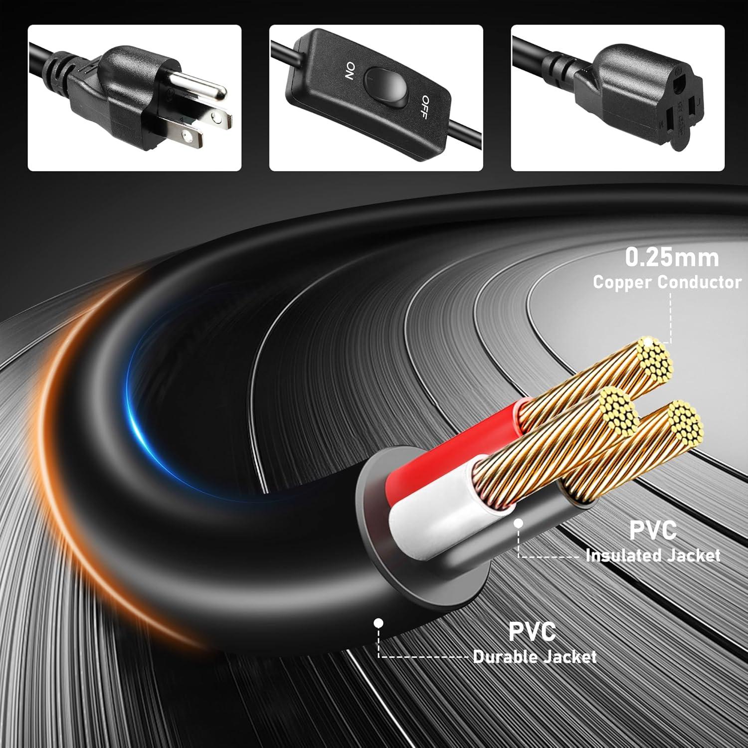 Cable de Extensión HLCORD 2m con Interruptor 18 AWG Negro