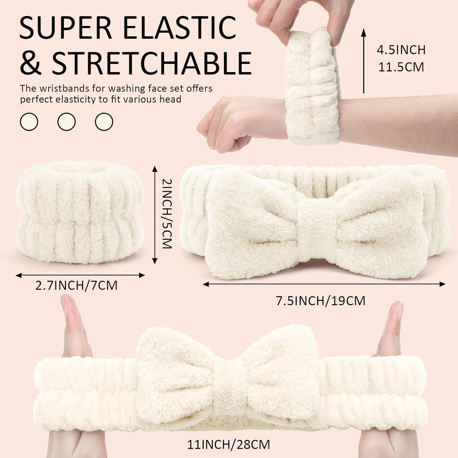 Conjunto de 9 Piezas Diadema y Pulseras EIMMBD Microfibra Beige