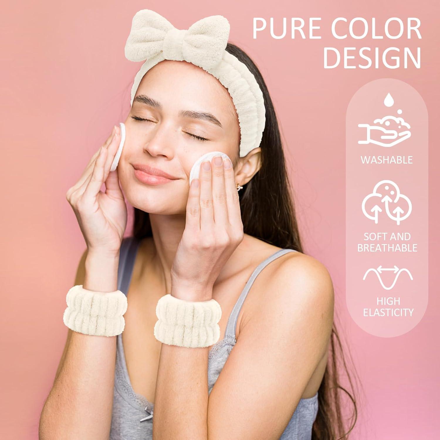 Conjunto de 9 Piezas Diadema y Pulseras EIMMBD Microfibra Beige