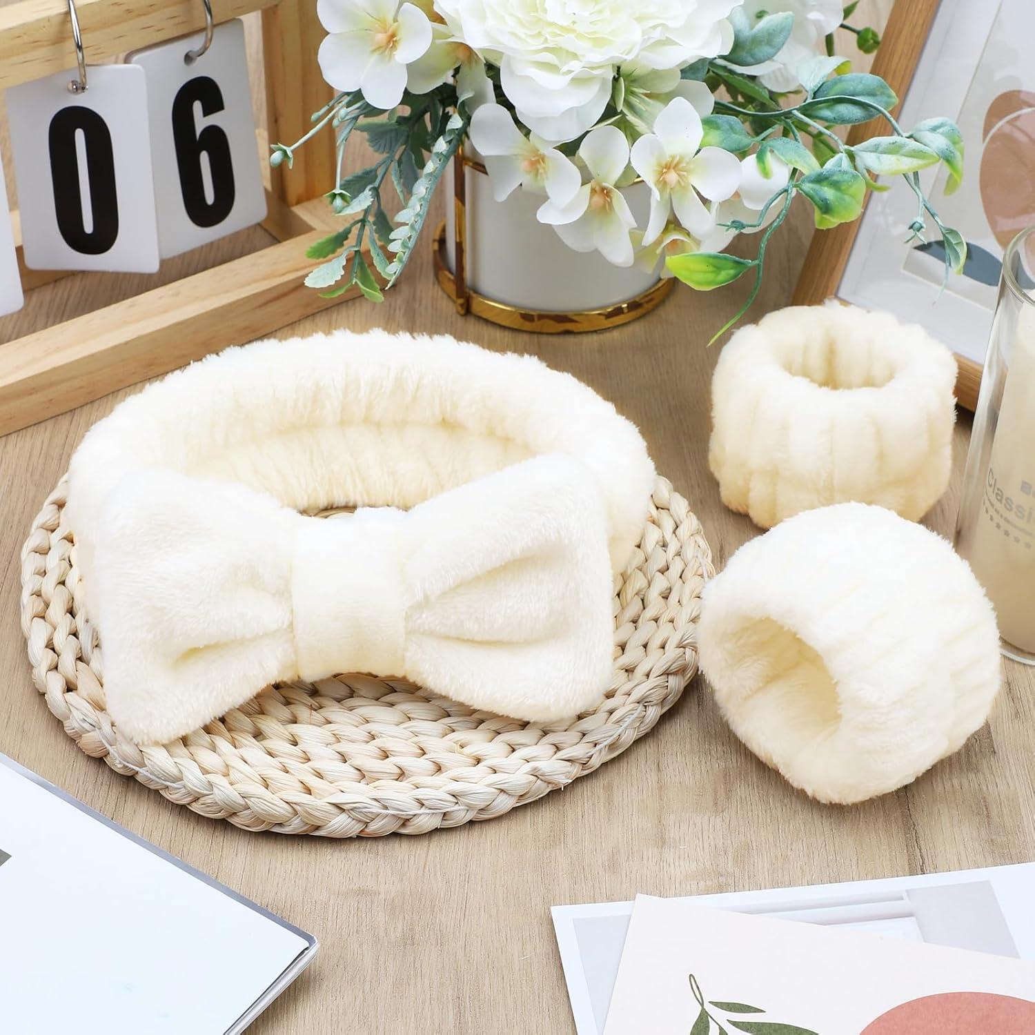 Conjunto de 9 Piezas Diadema y Pulseras EIMMBD Microfibra Beige