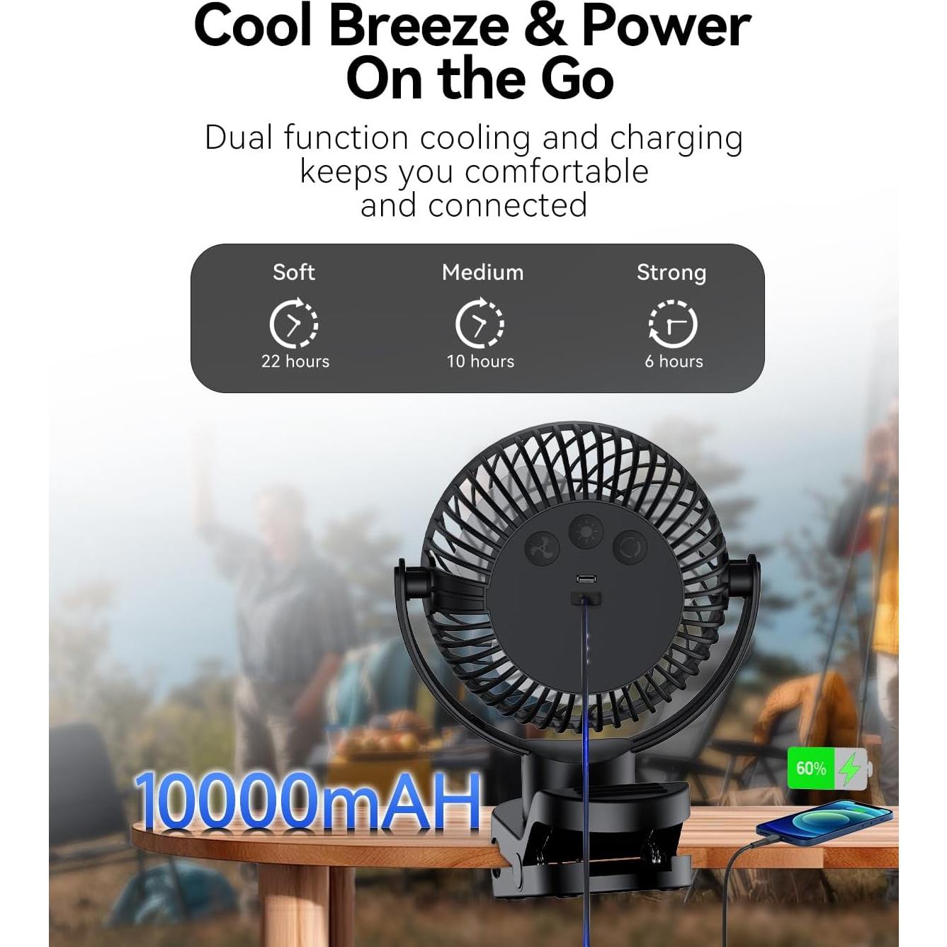 Ventilador Portátil Recargable Dainlin C6 PLUS 10000mAh Oscilante