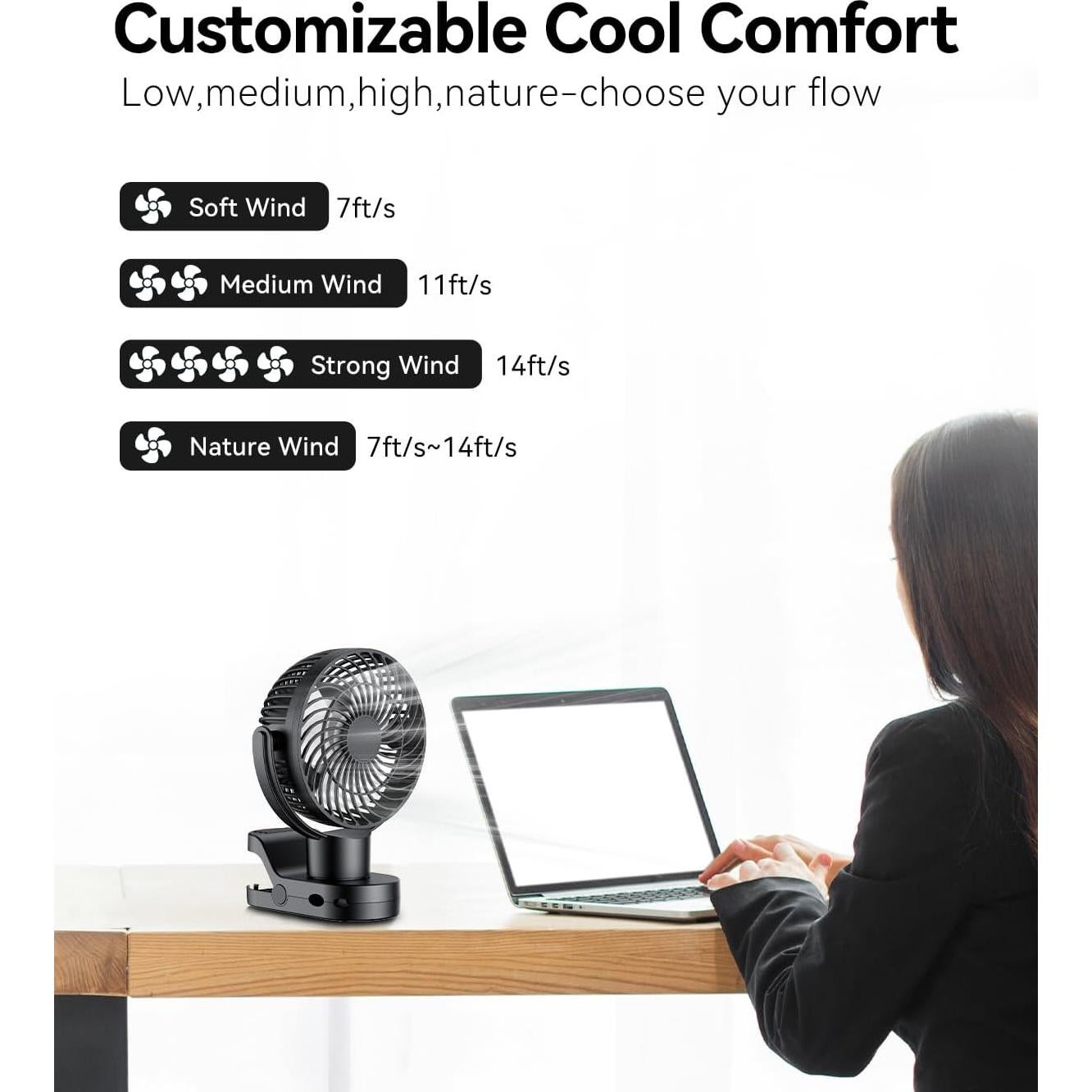 Ventilador Portátil Recargable Dainlin C6 PLUS 10000mAh Oscilante