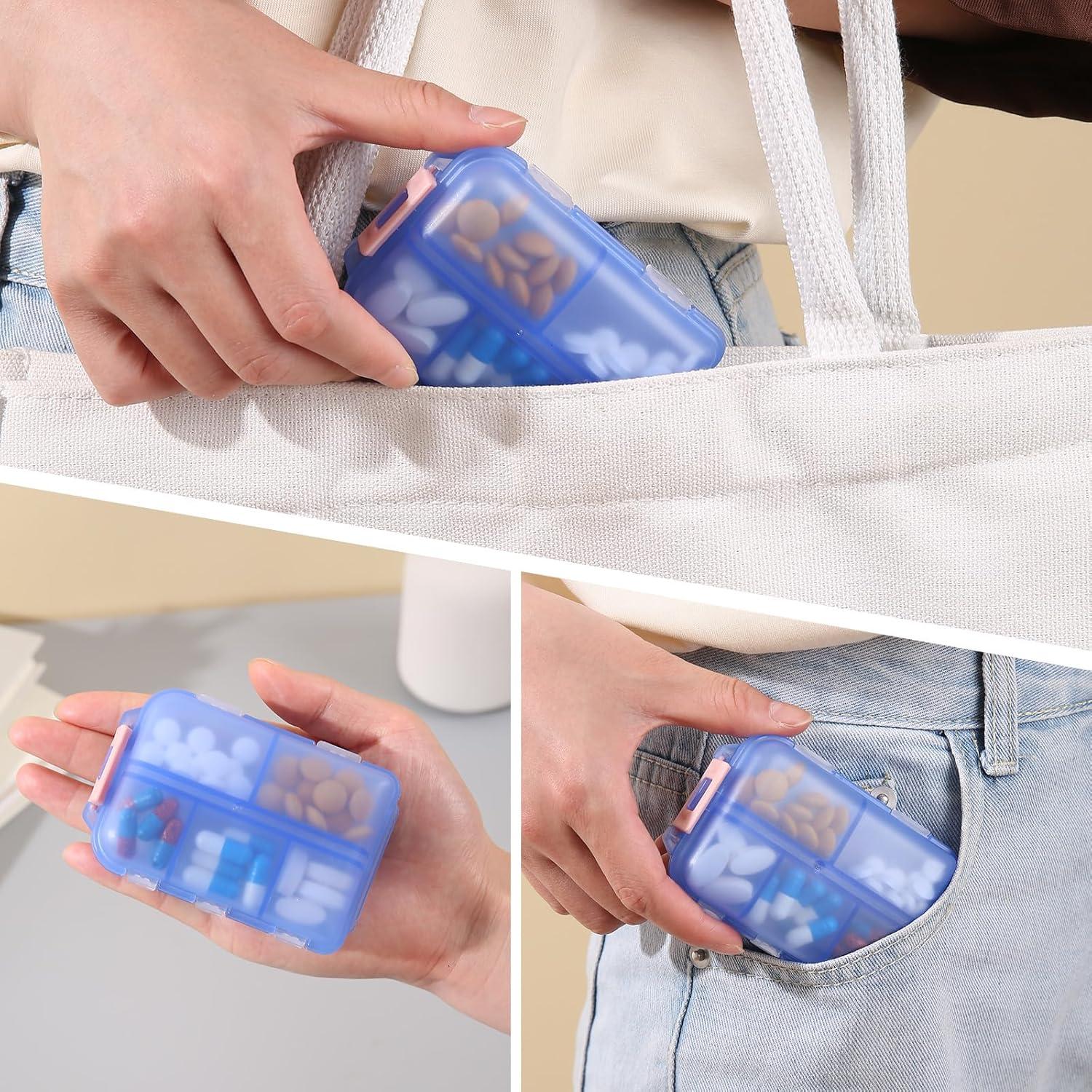 1Pack Travel Pill Organizer - 10 Compartments Pill Case, Compact and Portable Pill Box, Perfect for On-The-Go Storage, Pill Holder for Purse Blue