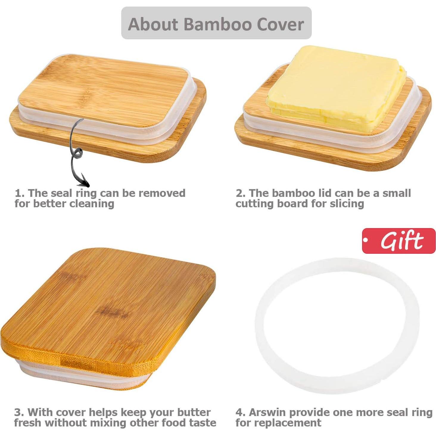 Plato para Mantequilla de Porcelana con Tapa de Bambú 300ml