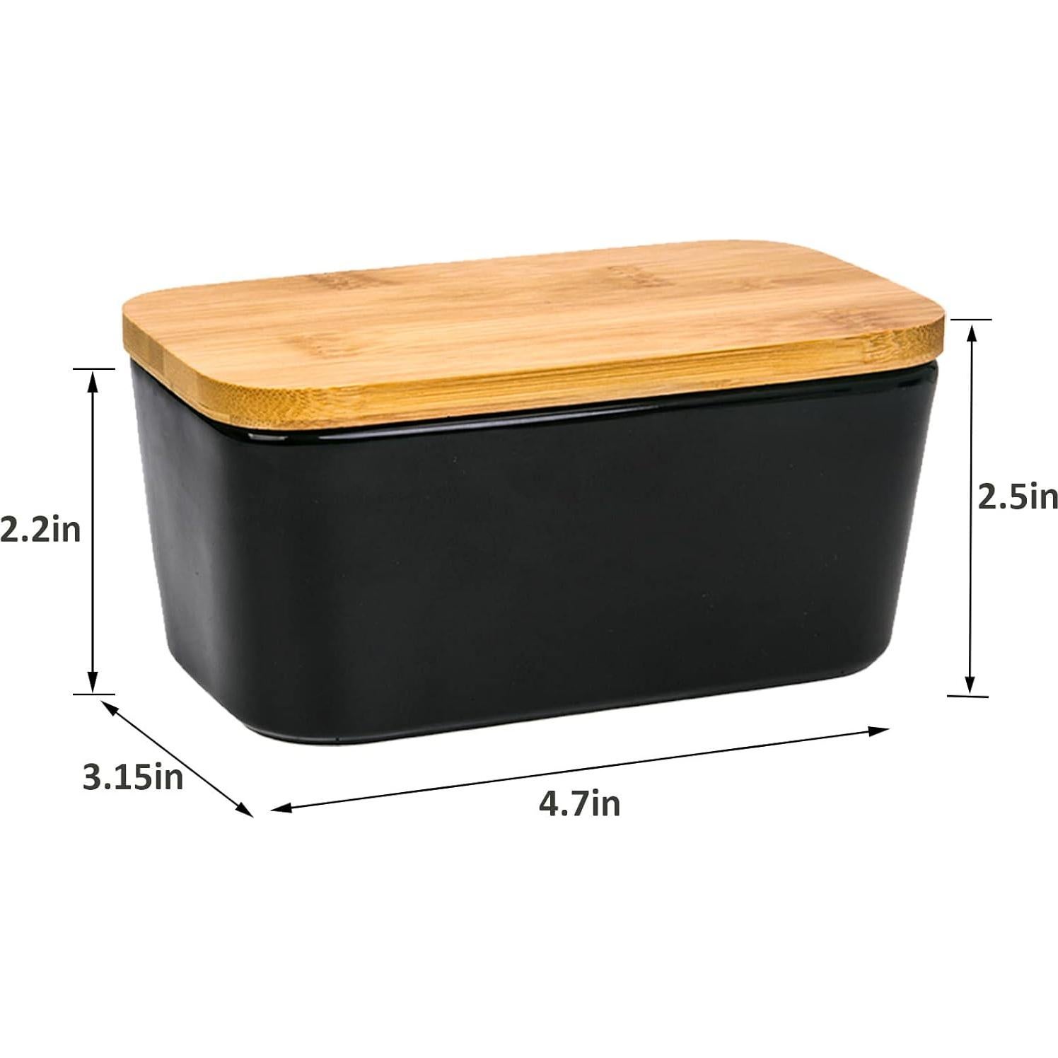 Plato para Mantequilla de Porcelana con Tapa de Bambú 300ml