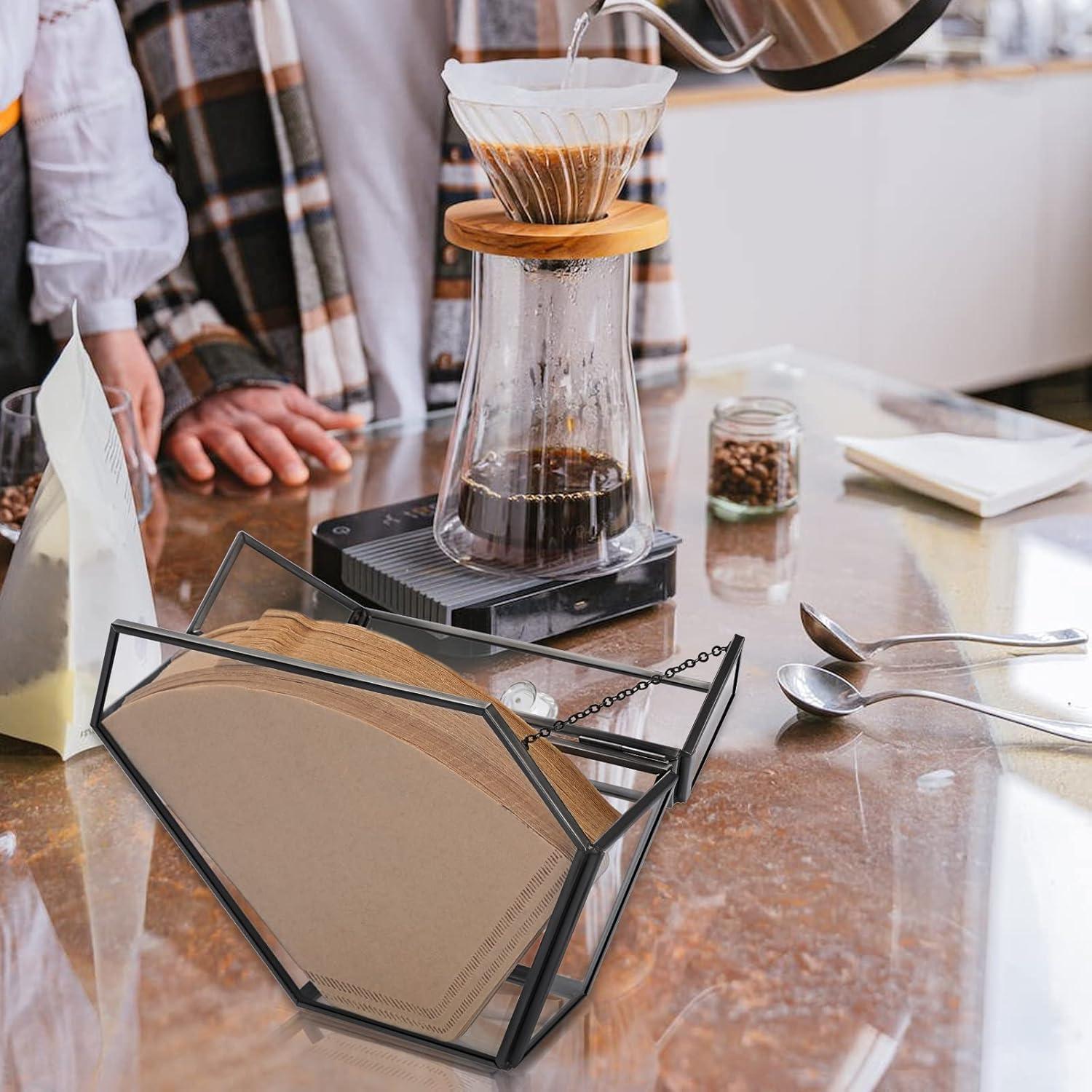 Soporte de Filtro de Café ELLDOO de Vidrio Negro Vintage