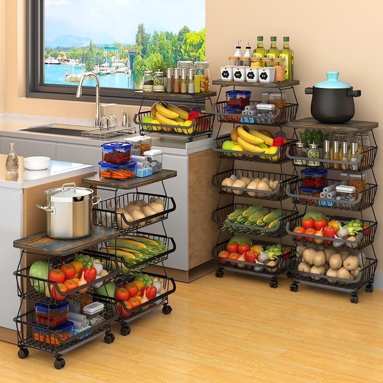 Cesta Rodante Apilable Baotkere 6 Niveles Organizador Cocina
