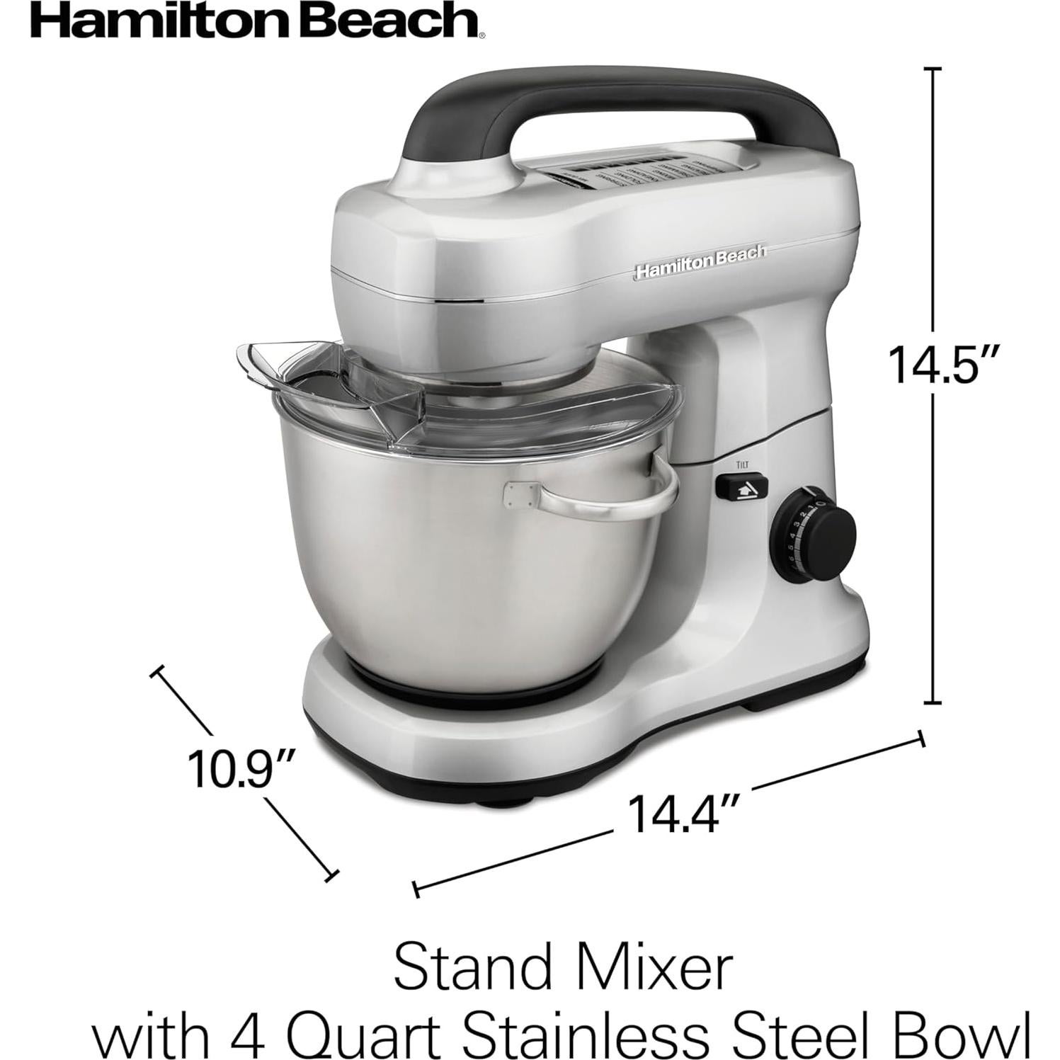 Mezclador de pie Hamilton Beach 4L 7 velocidades plateado