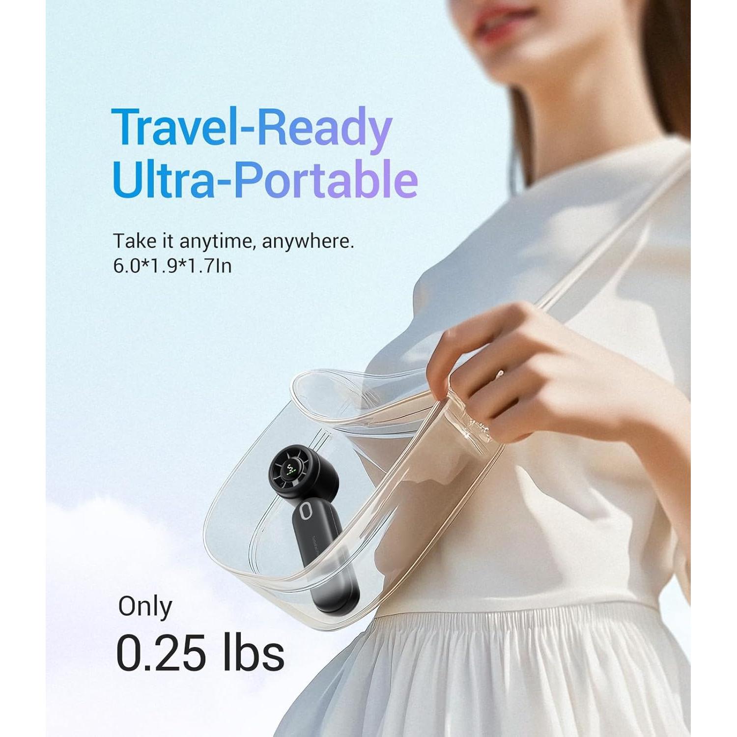 Diveblues High-Speed Portable Handheld Turbo Fan, USB Rechargeable Battery Powered, Small Portable Pocket Fan for Travel, Outdoor, Home, Office, Concerts, Lash, Gift for Women(Black)