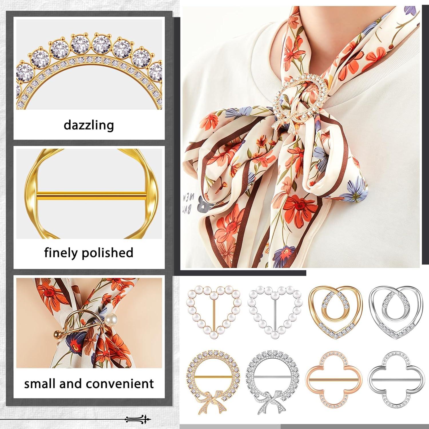 18 Clips de Bufanda Juexica para Mujeres con Rhinestone