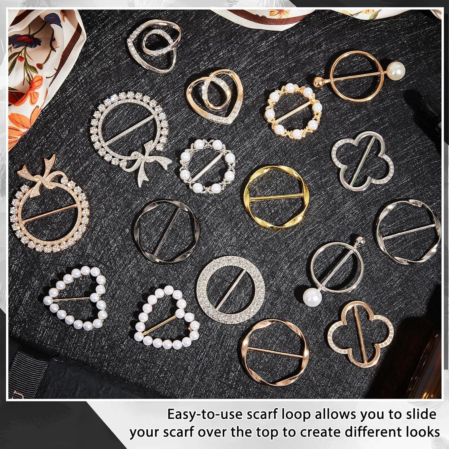 18 Clips de Bufanda Juexica para Mujeres con Rhinestone