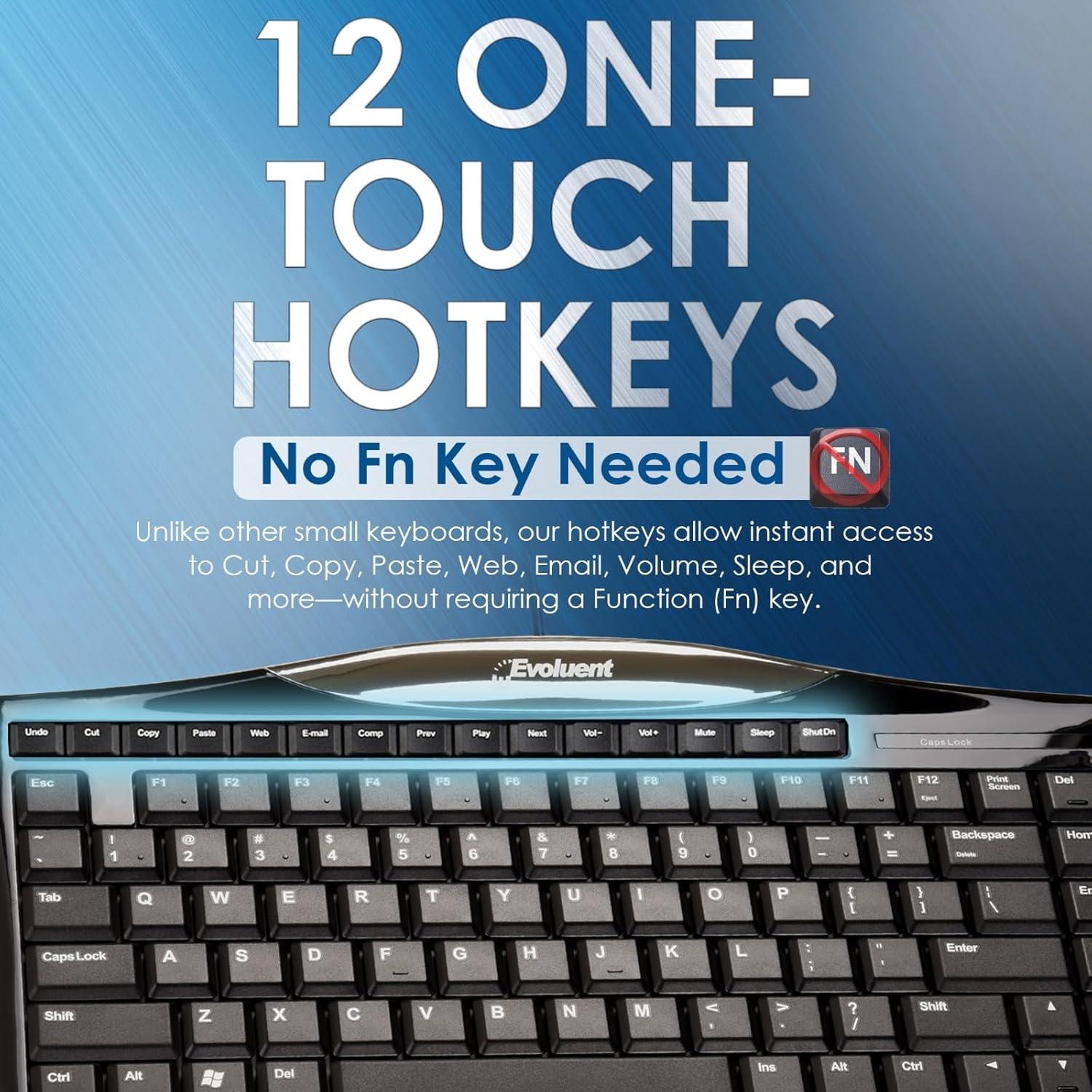 Teclado Compacto Evoluent EKB Con Cable Ergonómico 0.5kg