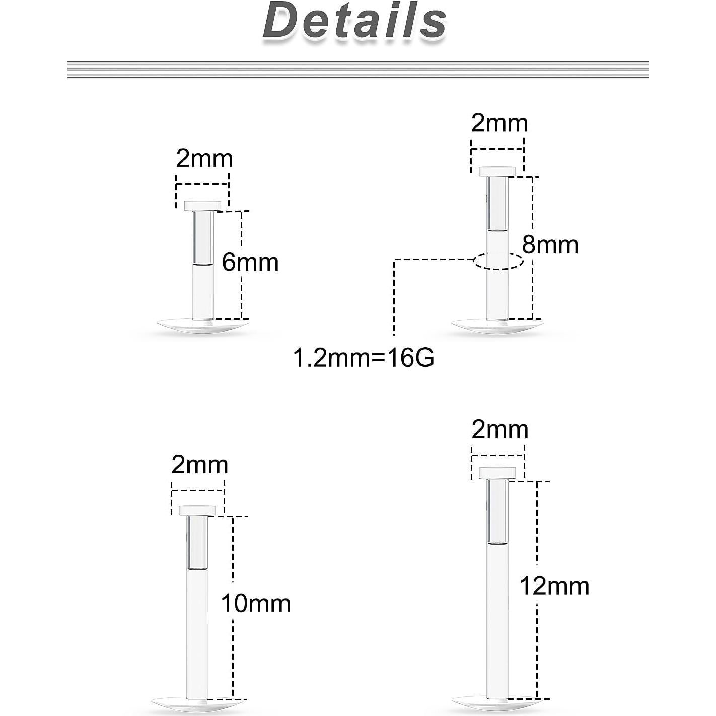 Anillos de Nariz Hipoalergénicos Yaalozei 16G 6-12mm 40 Pcs