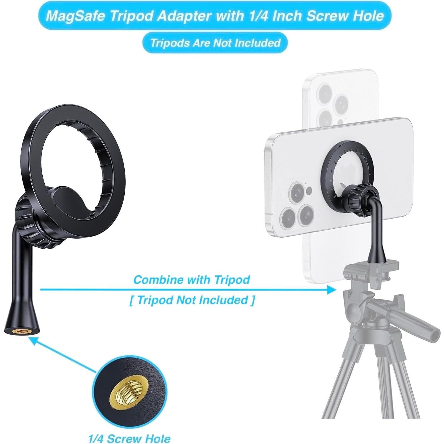 Adaptador de Soporte de Trípode MagSafe ARMOLABX 1/4" Negro