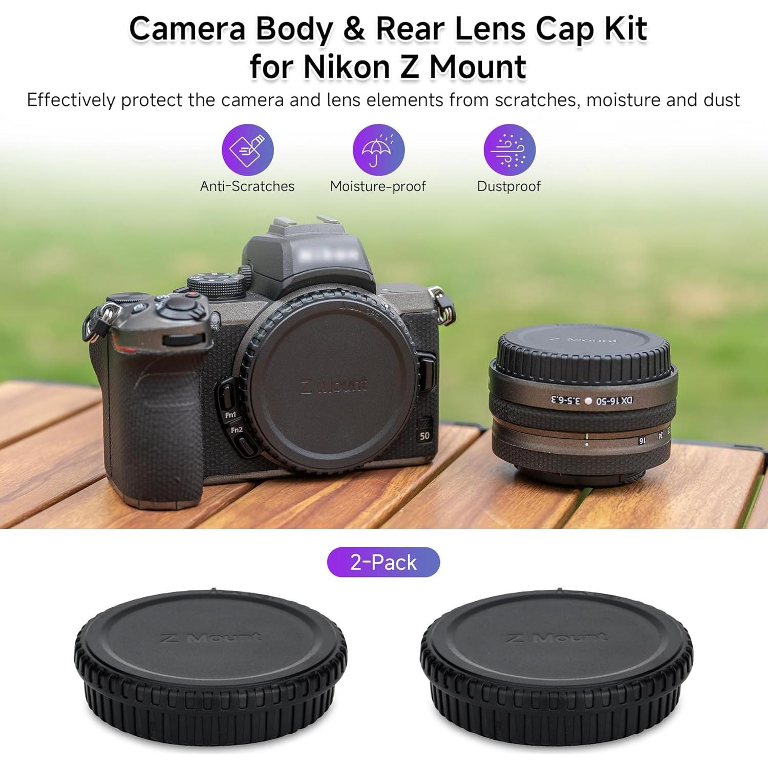 Tapa de lente y cuerpo Nikon Z30 Z50 Z5 Z6 Z7 JJC - 2 Piezas