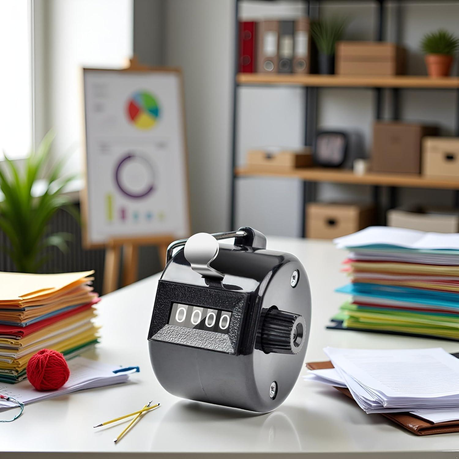 Contador Manual Doble Clicker Tustao 4 Dígitos Metal Negro