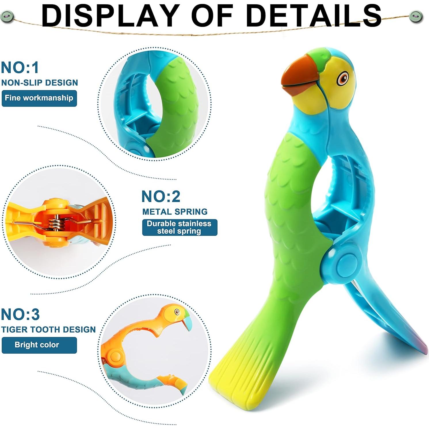 Kaluofan Clips para Toallas de Playa 4 Piezas Naranja y Azul