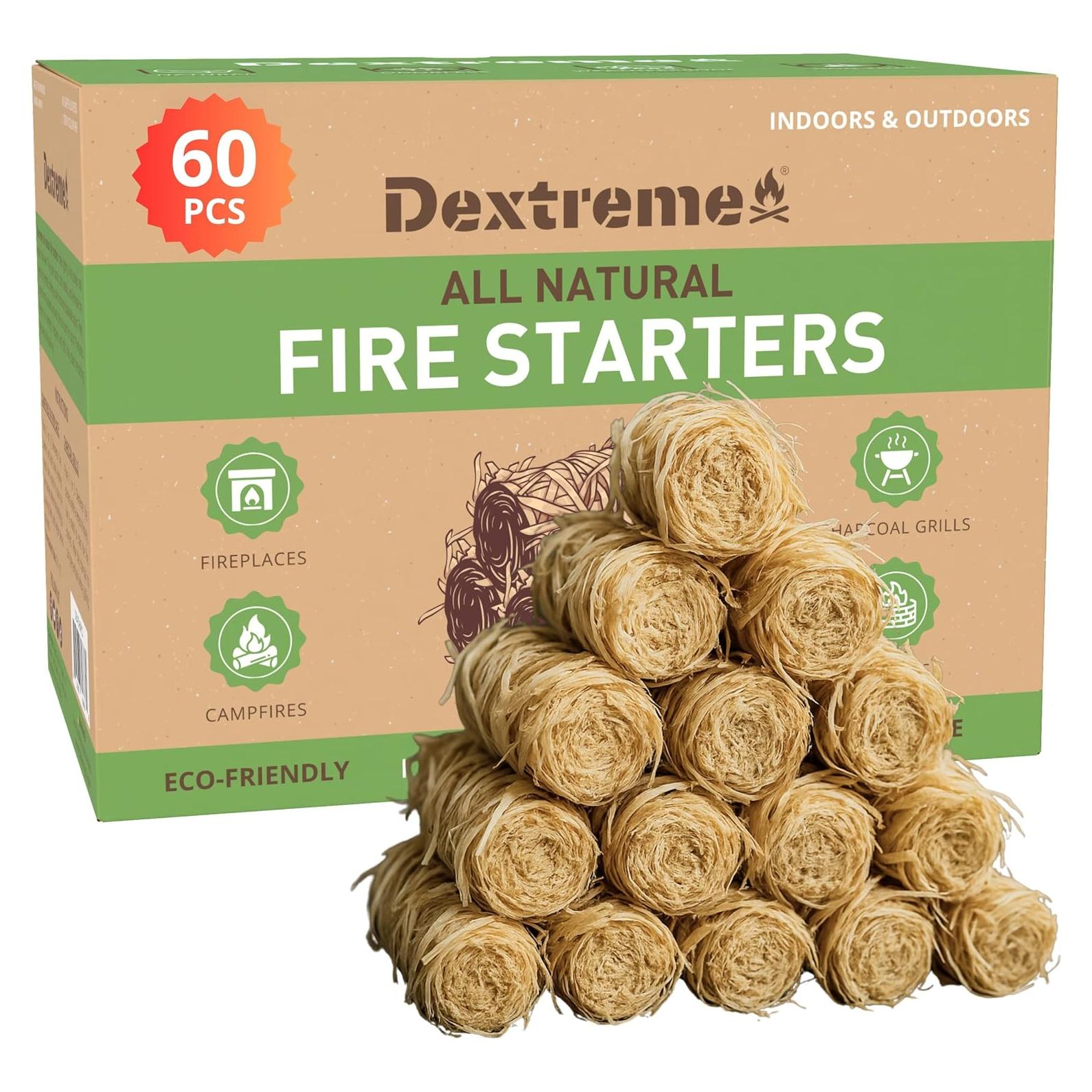 Encendedores Naturales Dextreme 60 PCS para Fogatas y BBQ