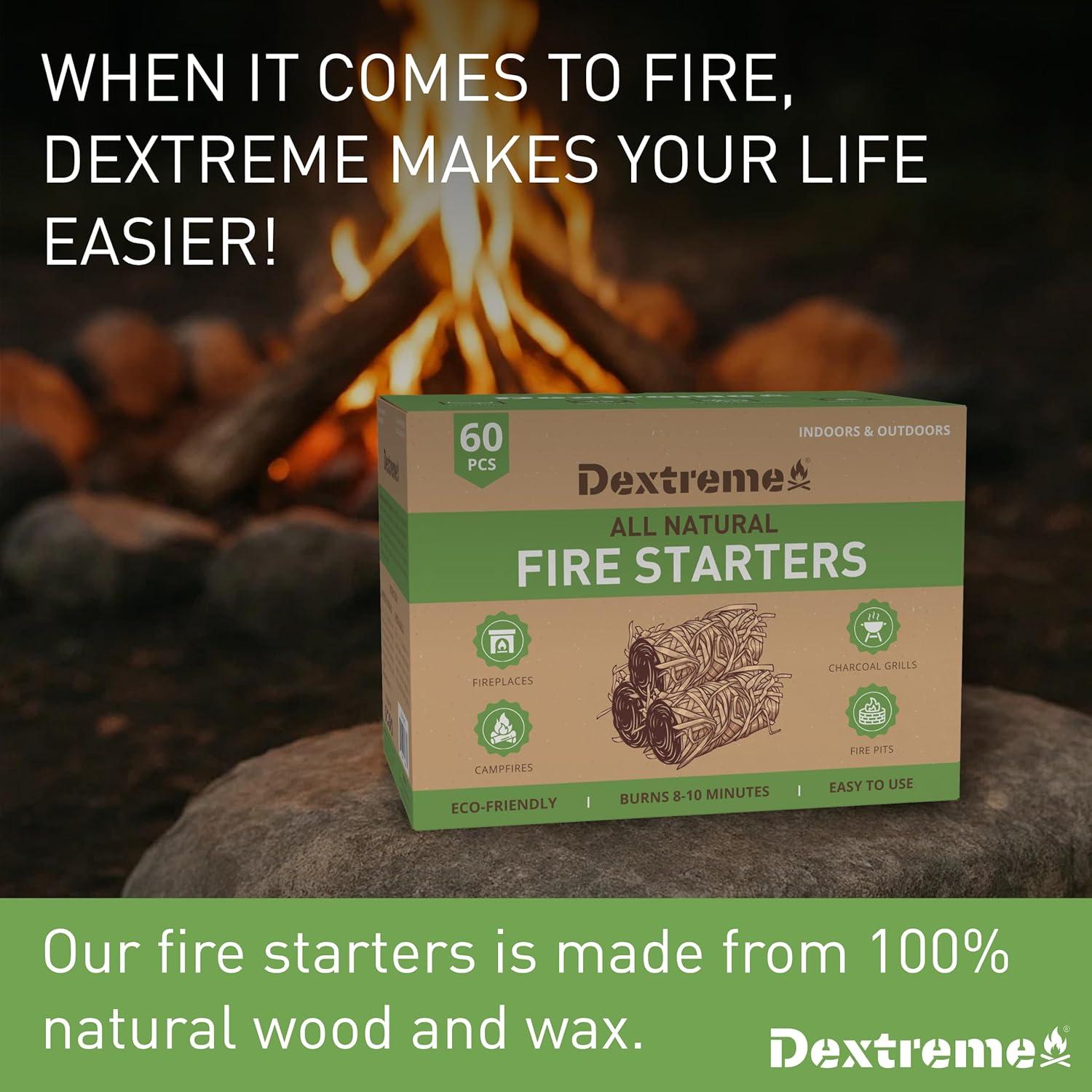 Encendedores Naturales Dextreme 60 PCS para Fogatas y BBQ
