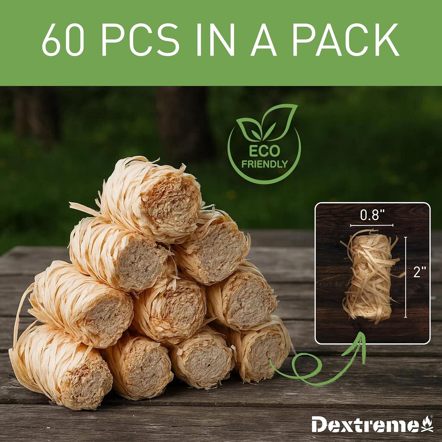 Encendedores Naturales Dextreme 60 PCS para Fogatas y BBQ