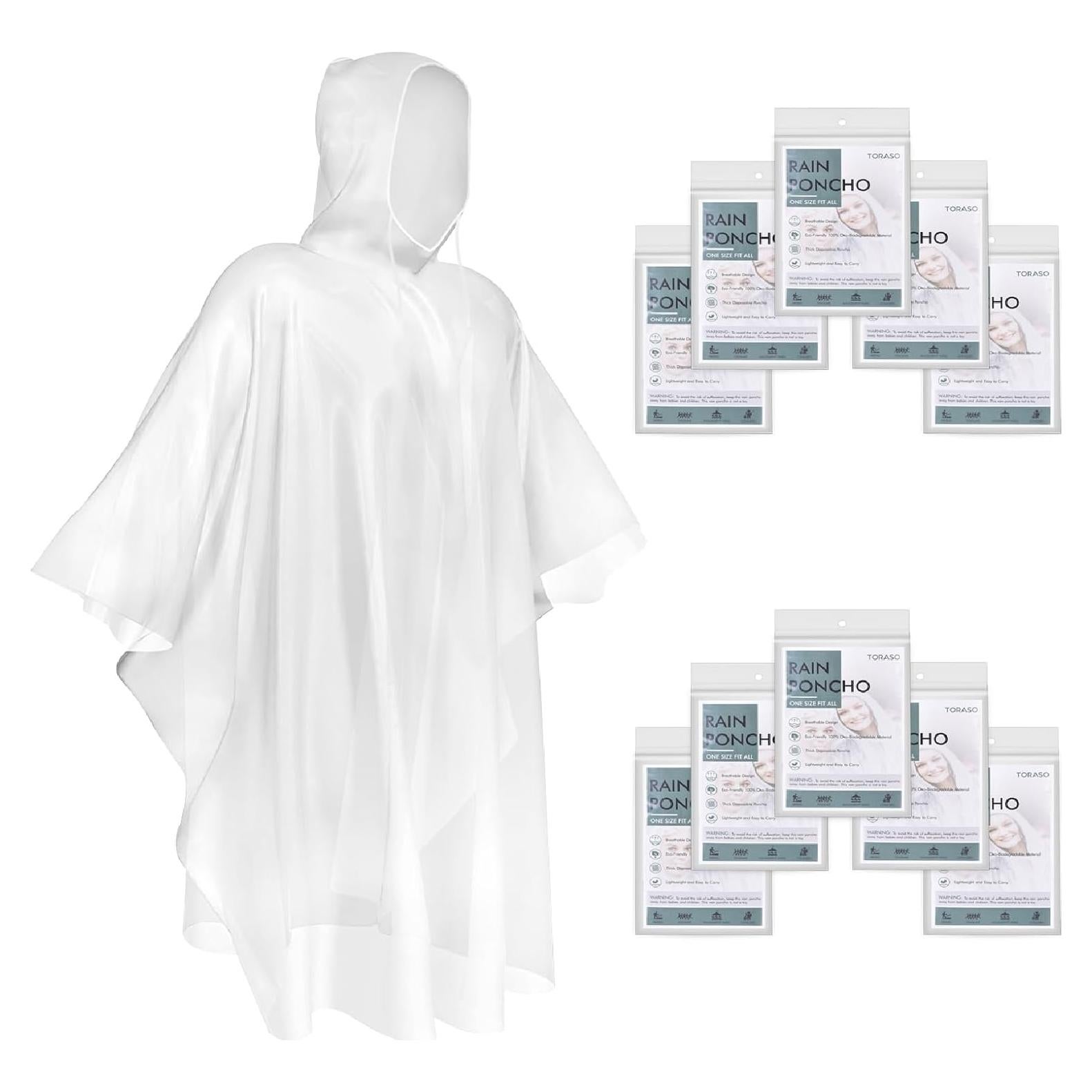 Poncho de Lluvia TORASO Transparente para Adultos - 10 Piezas