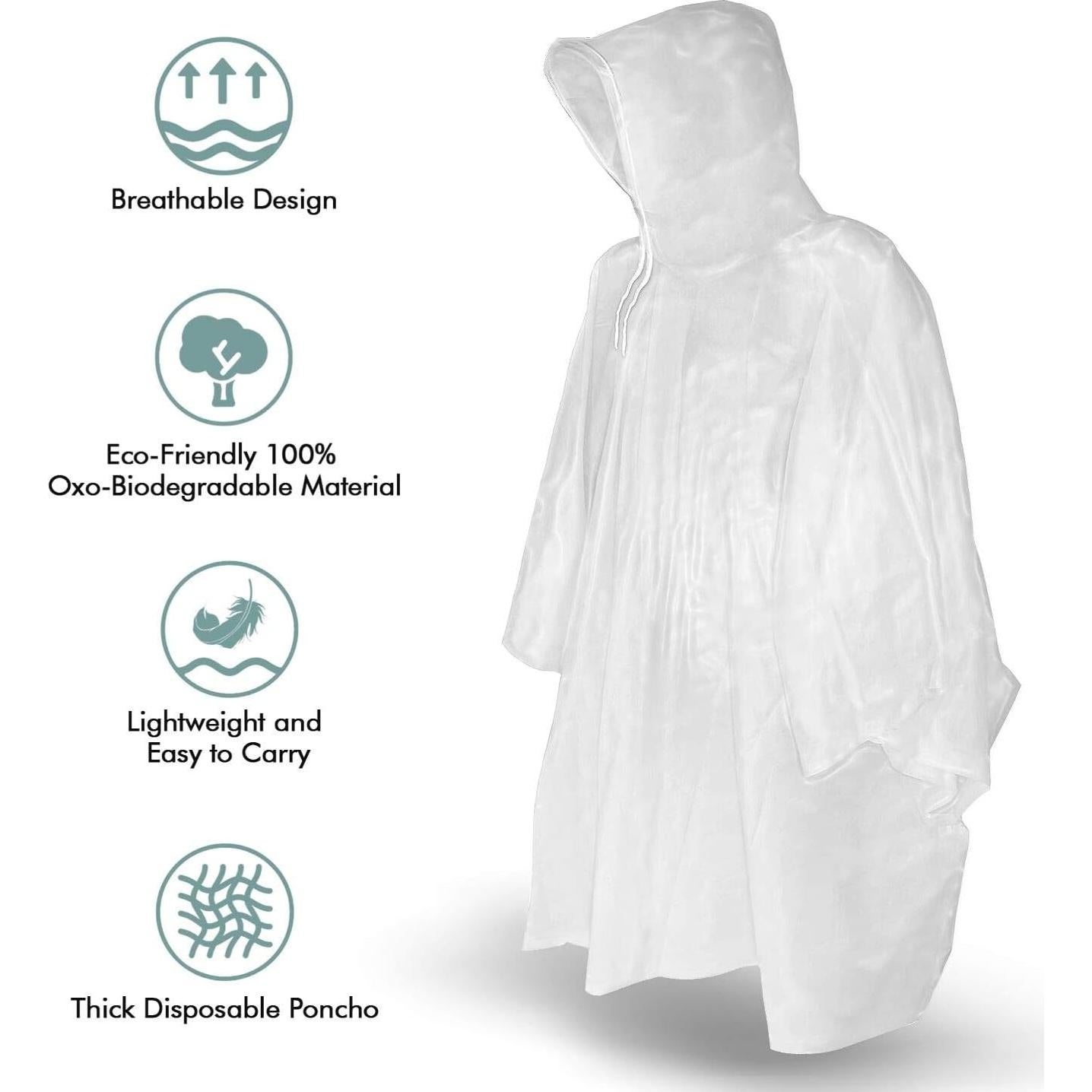 Poncho de Lluvia TORASO Transparente para Adultos - 10 Piezas