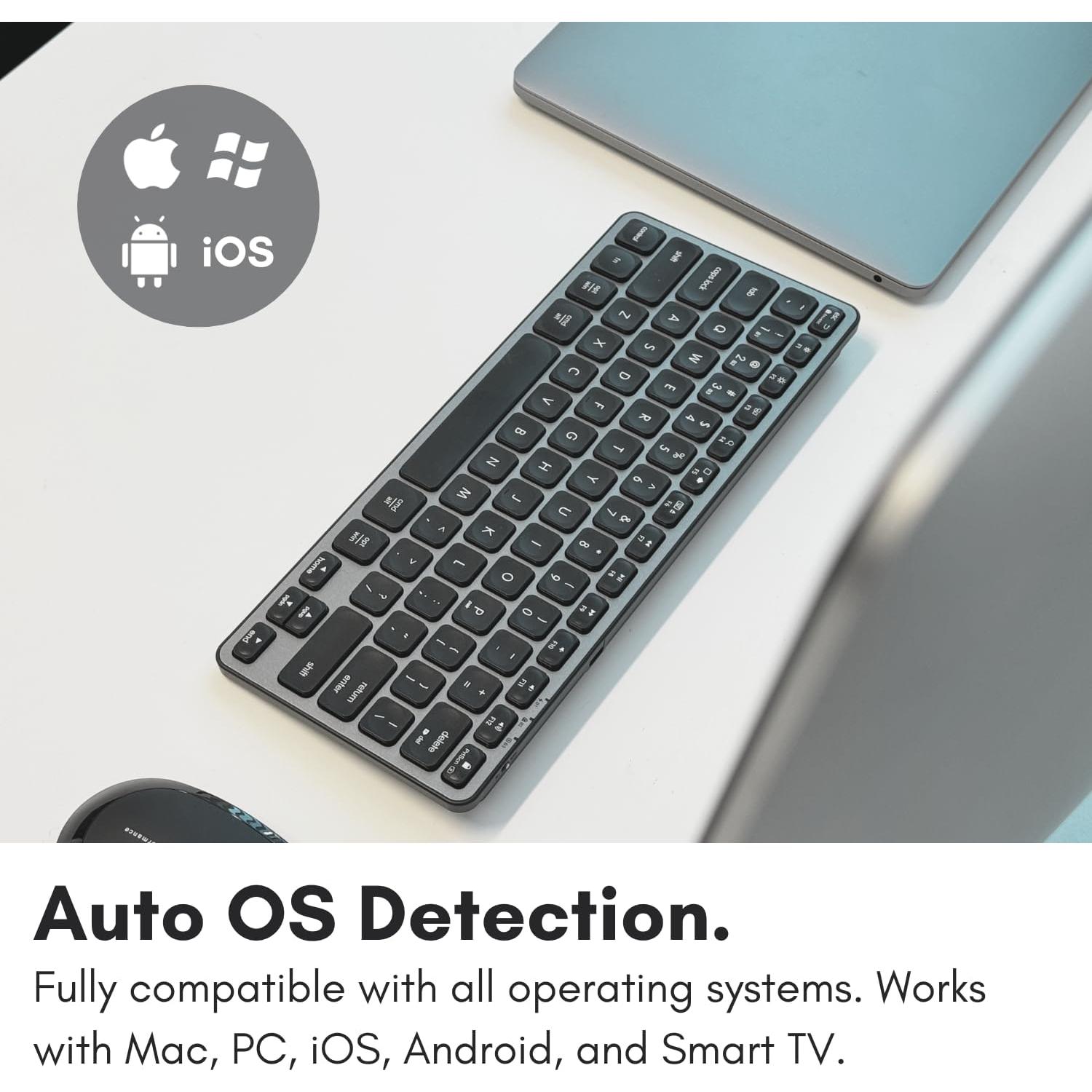 Teclado Bluetooth Macally Multi Dispositivo - Gris Espacial