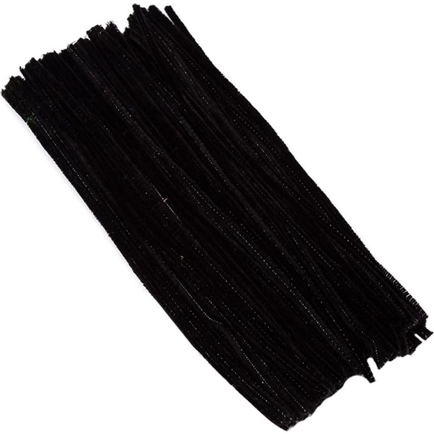 100 Limpiapipas Chenille Negros 30.48 cm para Manualidades