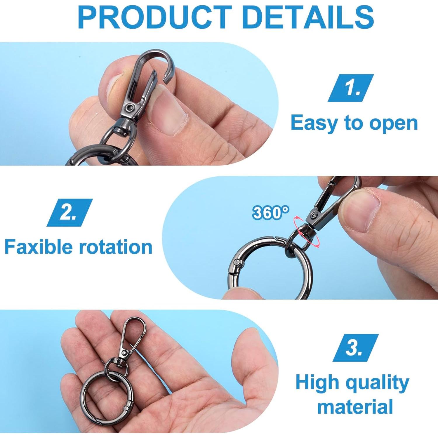 Clips de Gancho Giratorio OIIKI - 2 Juegos de Metal Negro