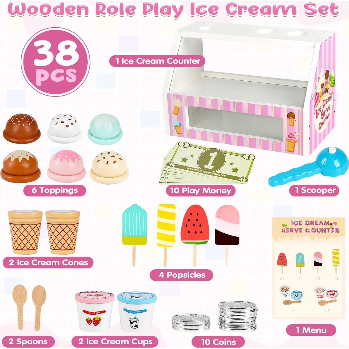Juego de Mostrador de Helados Dreamon 38 PCS para Niños