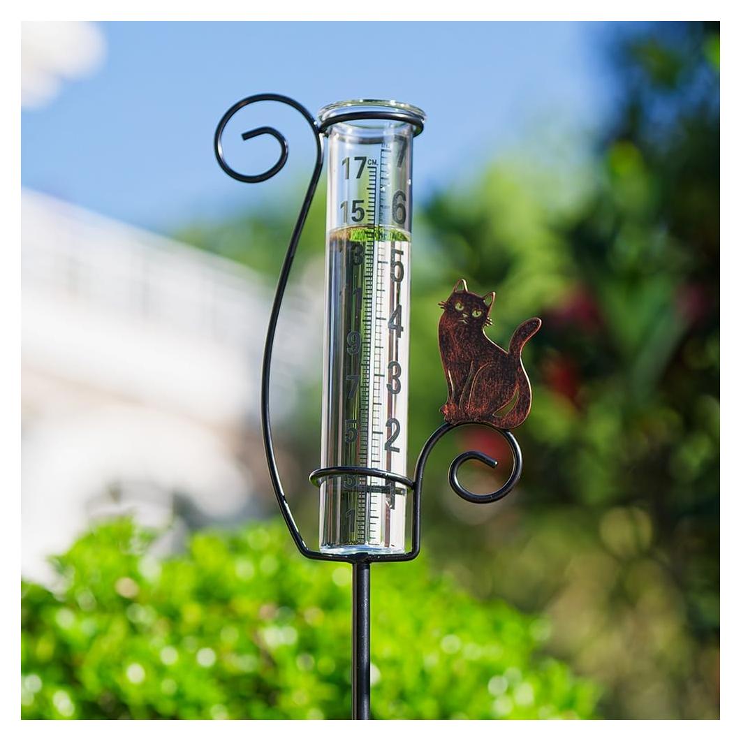 Pluviómetro Decorativo Venniy Gato Marrón para Jardín