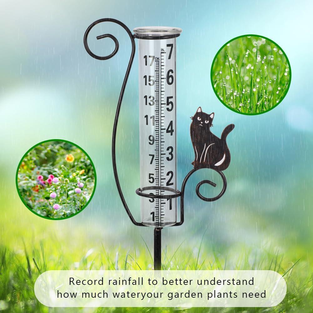 Pluviómetro Decorativo Venniy Gato Marrón para Jardín