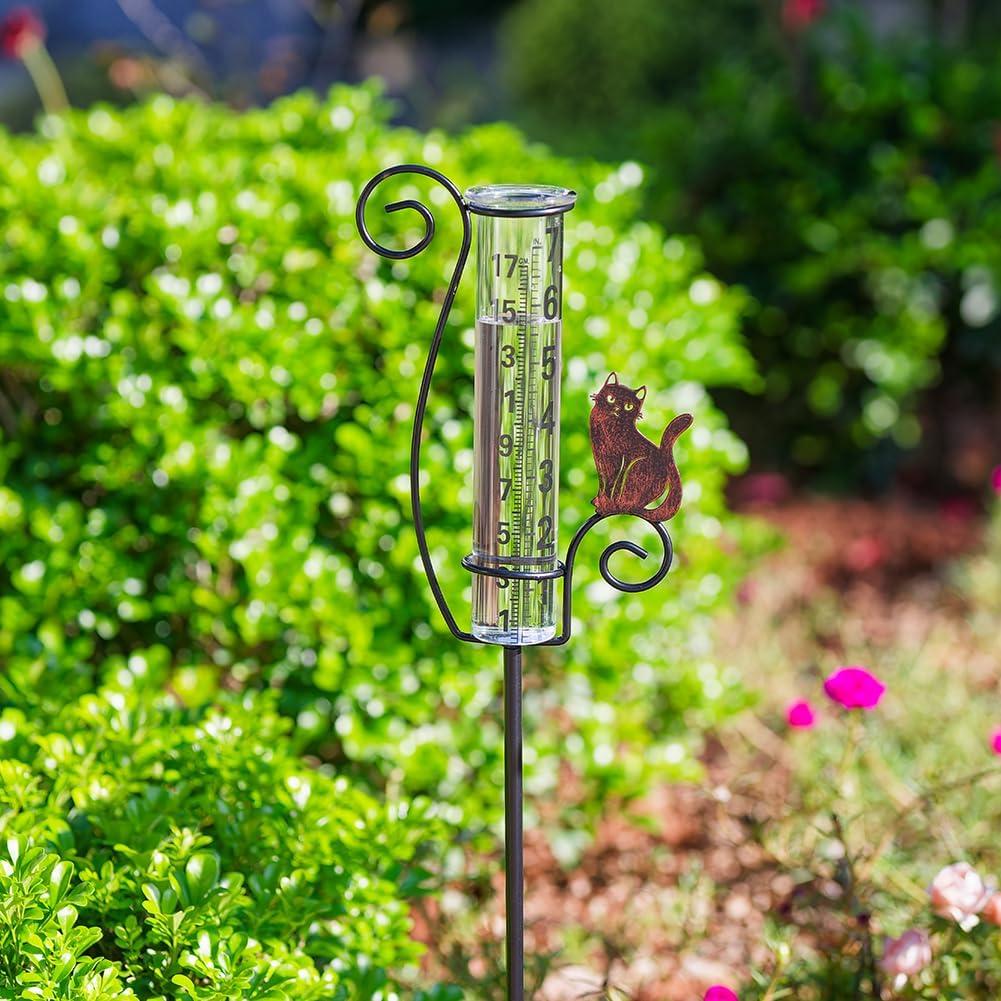 Pluviómetro Decorativo Venniy Gato Marrón para Jardín
