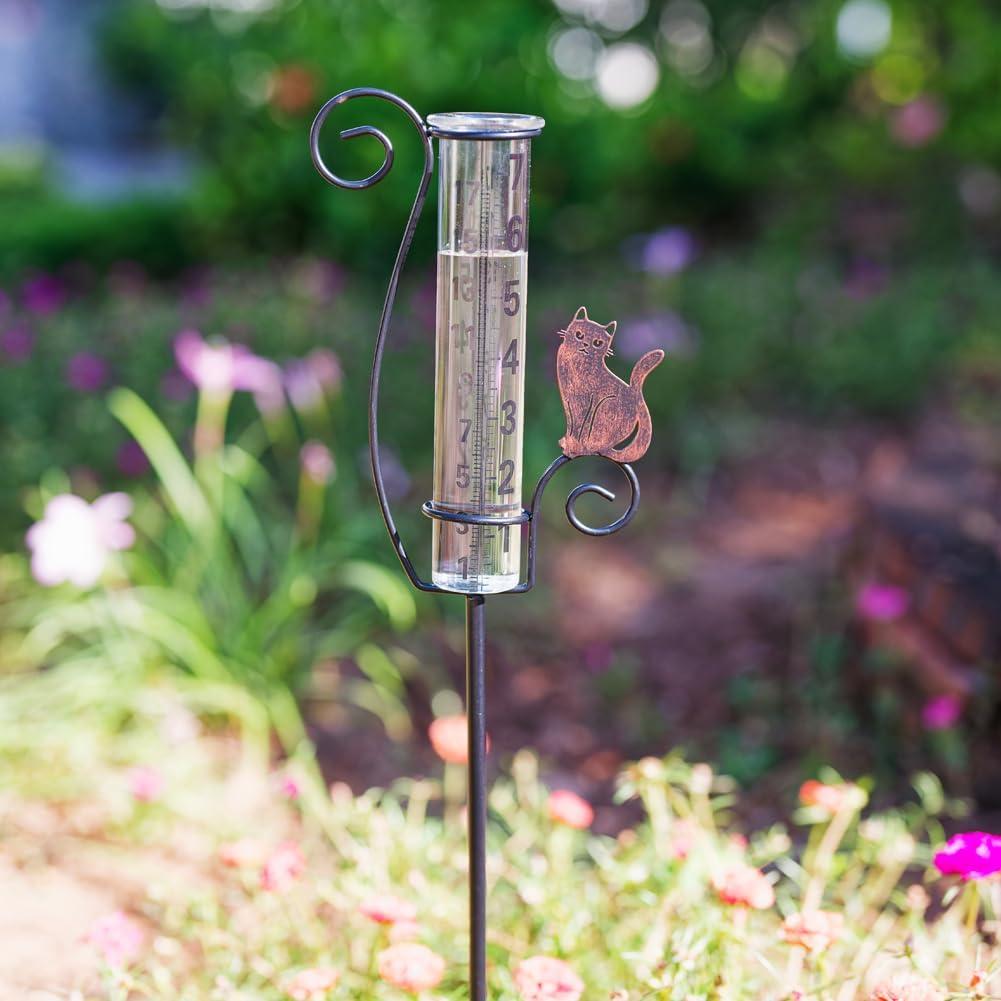 Pluviómetro Decorativo Venniy Gato Marrón para Jardín