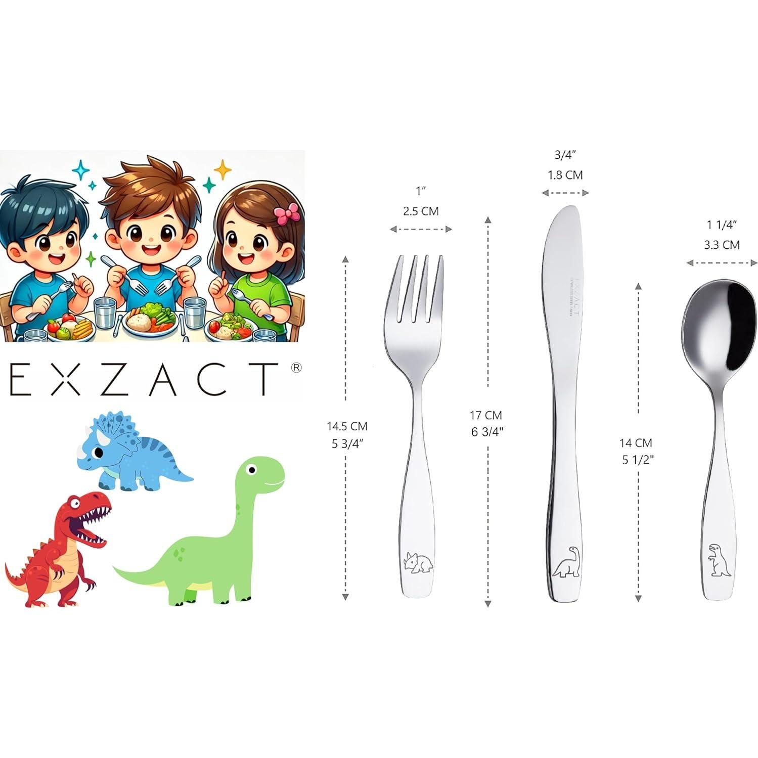 Exzact Juego de Cubiertos para Niños 6 Piezas Acero Inoxidable