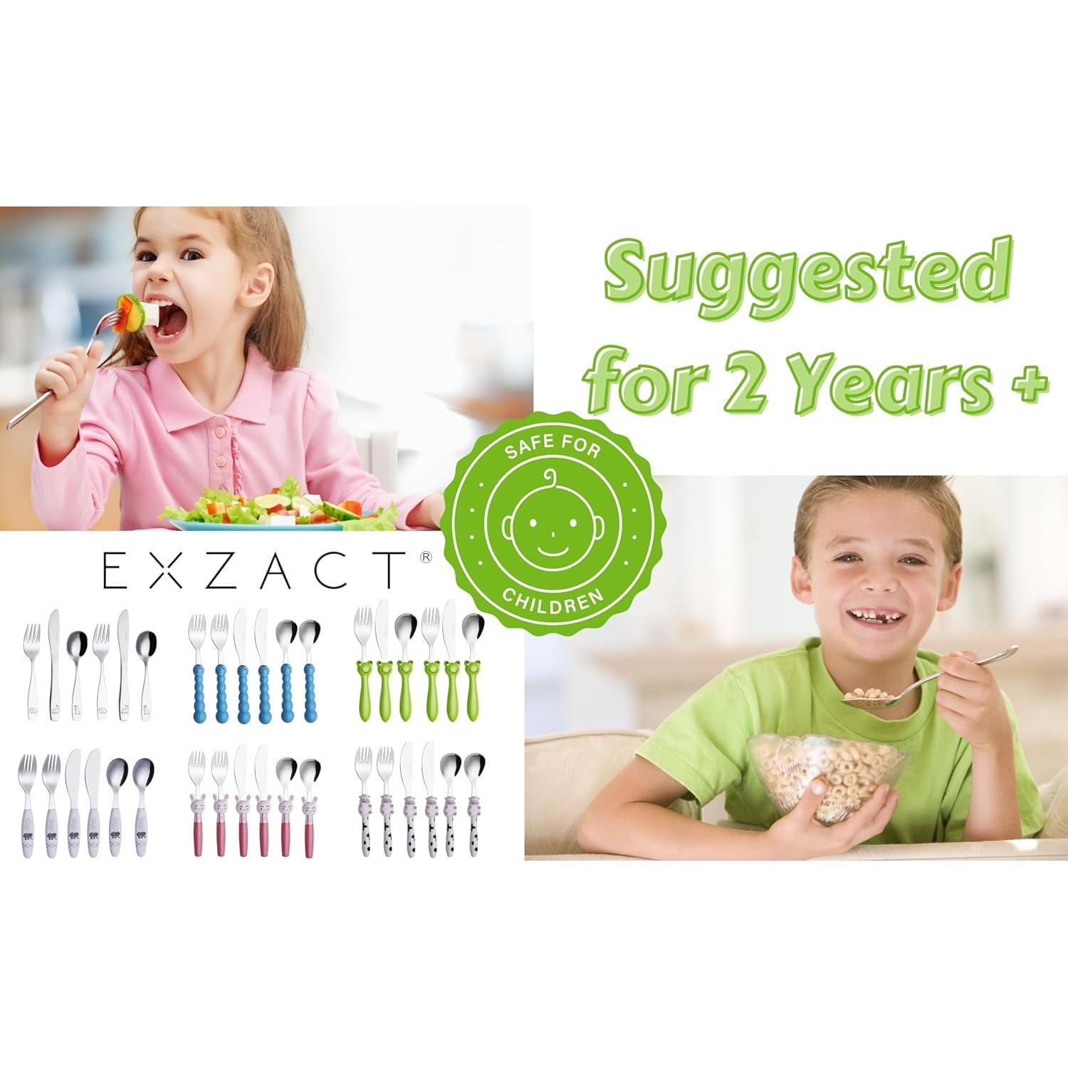 Exzact Juego de Cubiertos para Niños 6 Piezas Acero Inoxidable