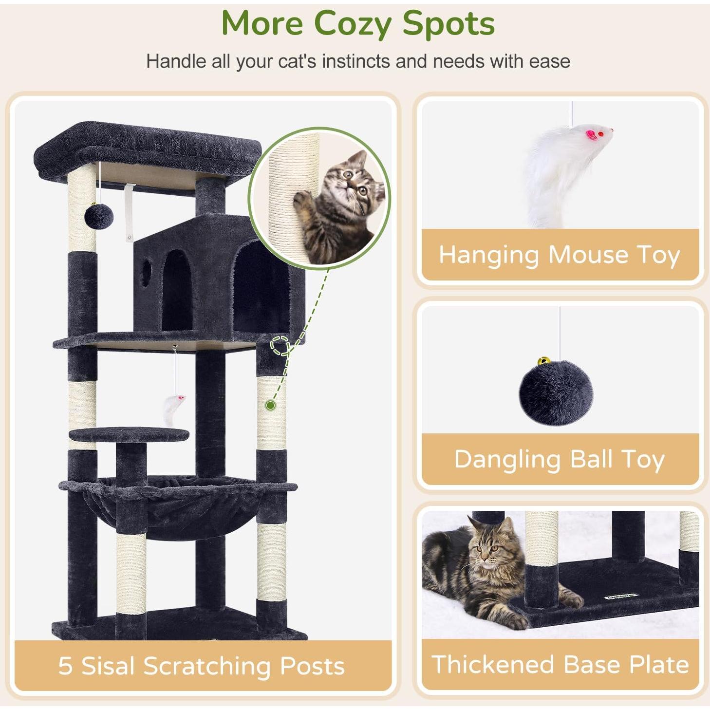 Torre de Árbol para Gatos Globlazer F53 135cm Gris Oscuro