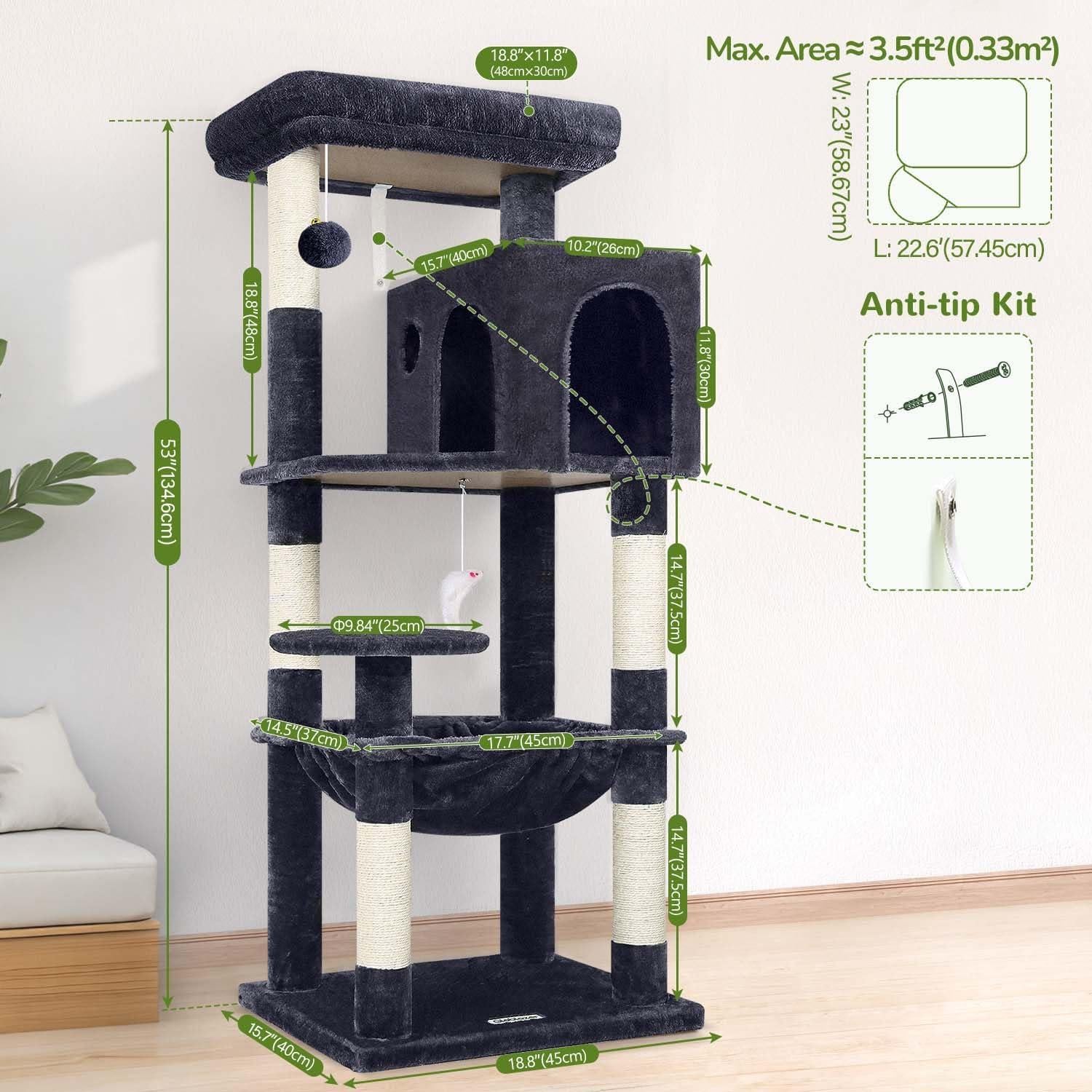 Torre de Árbol para Gatos Globlazer F53 135cm Gris Oscuro